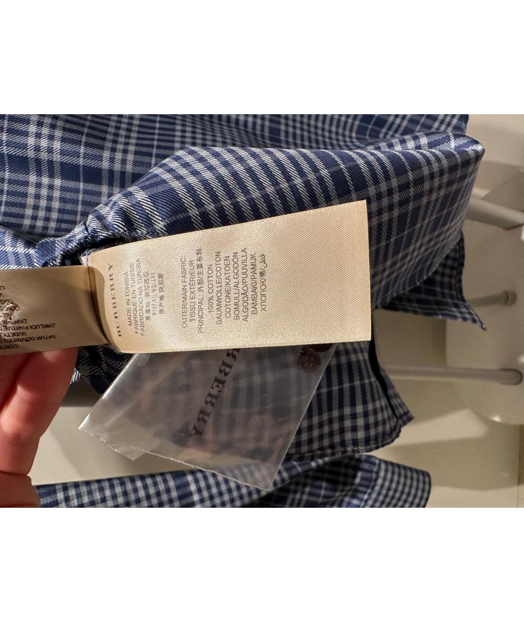 BURBERRY Синяя хлопковая кэжуал рубашка, фото 3