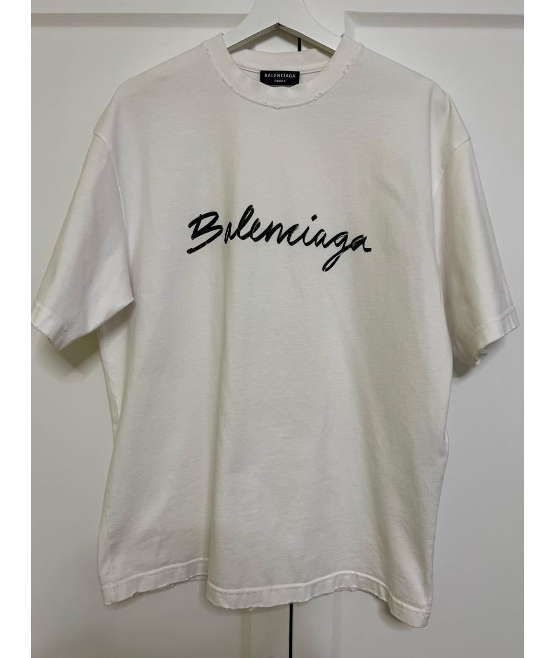BALENCIAGA Белая хлопковая футболка, фото 6