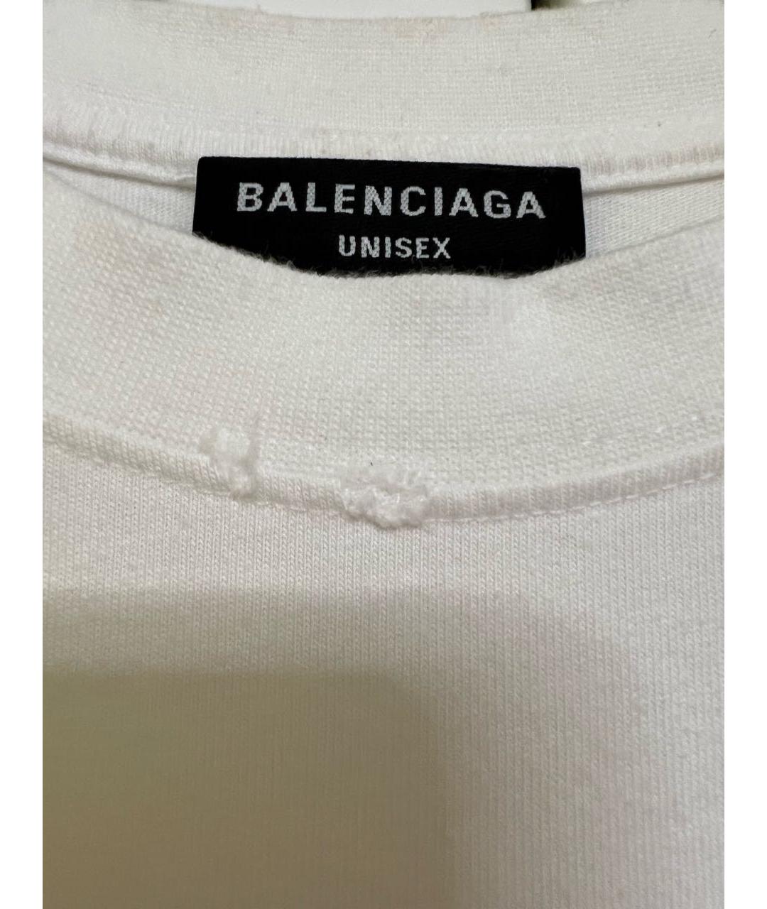 BALENCIAGA Белая хлопковая футболка, фото 3
