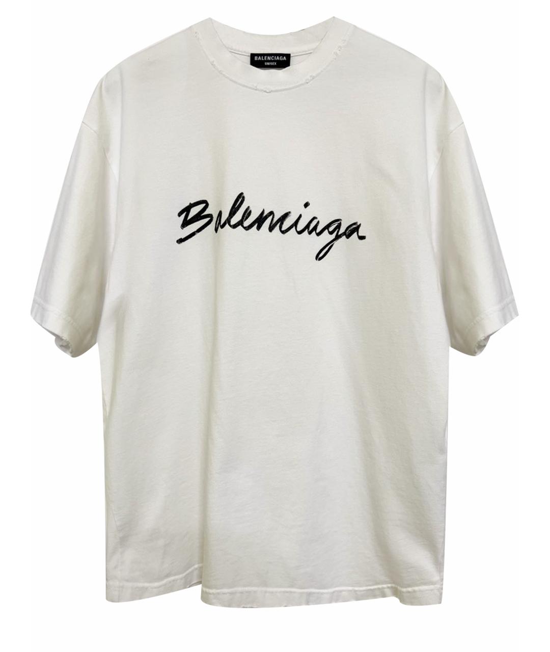 BALENCIAGA Белая хлопковая футболка, фото 1