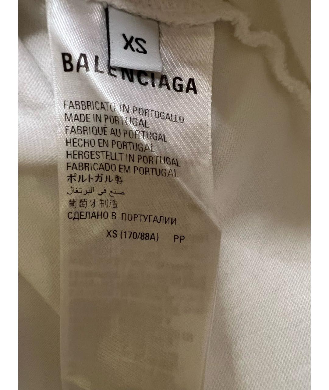 BALENCIAGA Белая хлопковая футболка, фото 5