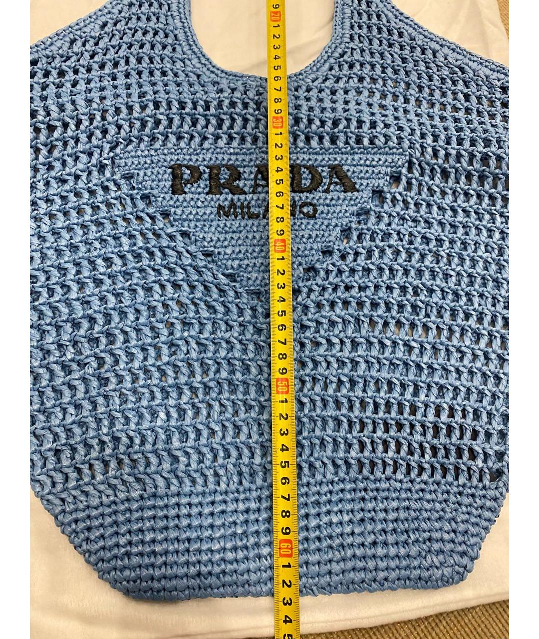 PRADA Голубая пелетеная пляжная сумка, фото 6