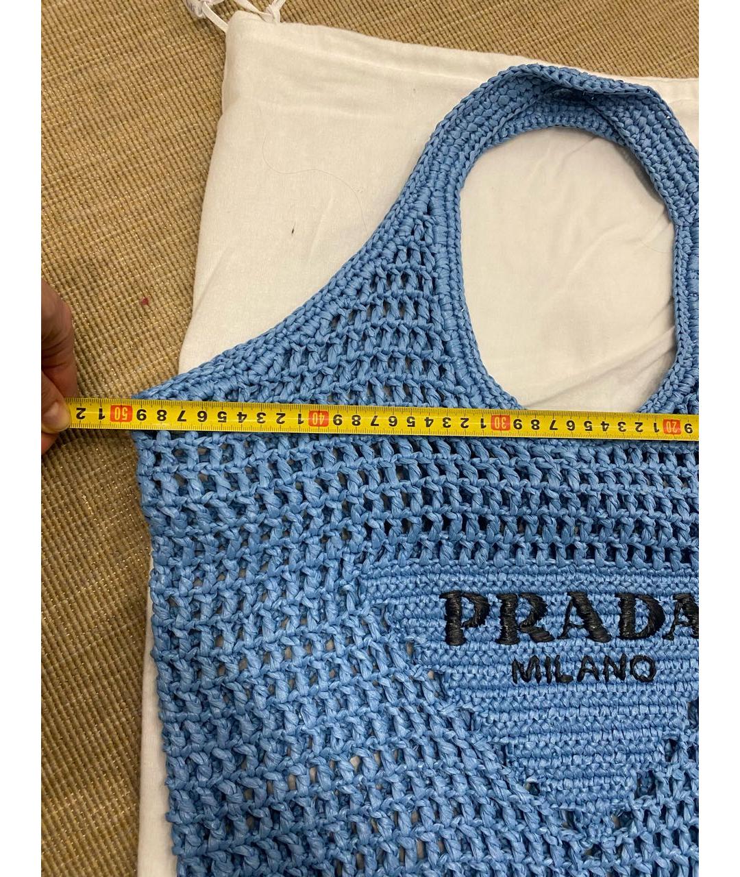 PRADA Голубая пелетеная пляжная сумка, фото 5