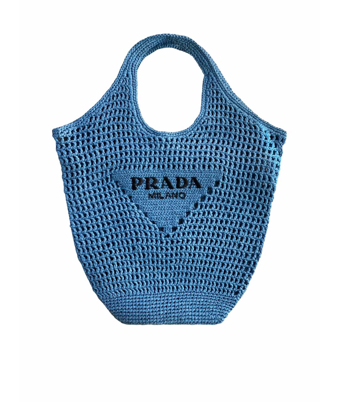PRADA Голубая пелетеная пляжная сумка, фото 1