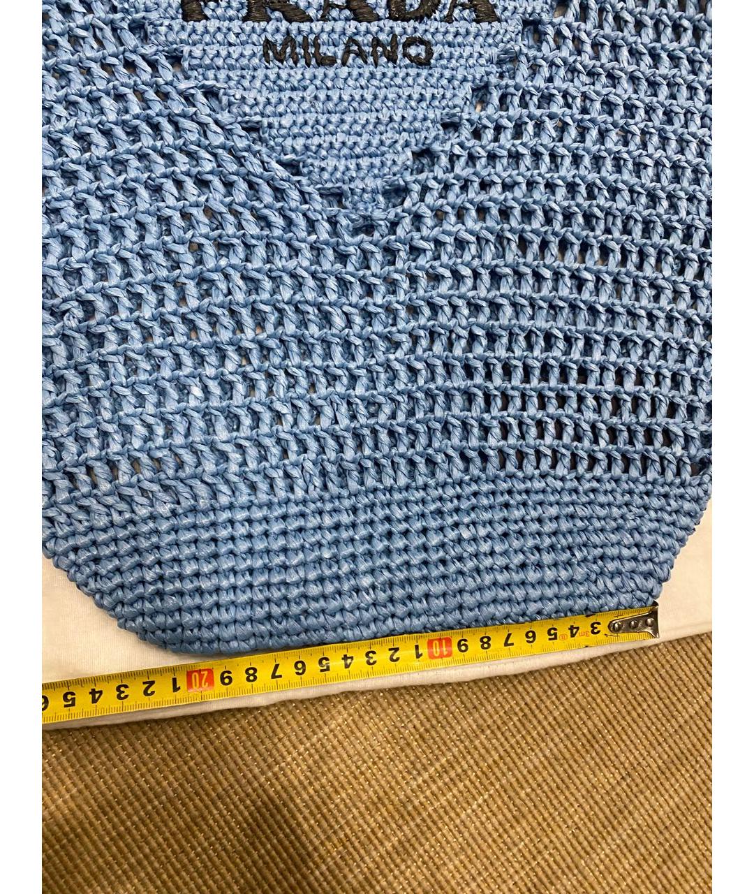 PRADA Голубая пелетеная пляжная сумка, фото 7