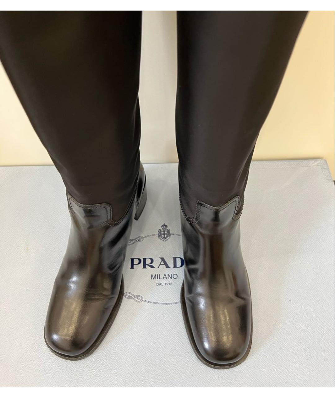 PRADA Черные кожаные сапоги, фото 4