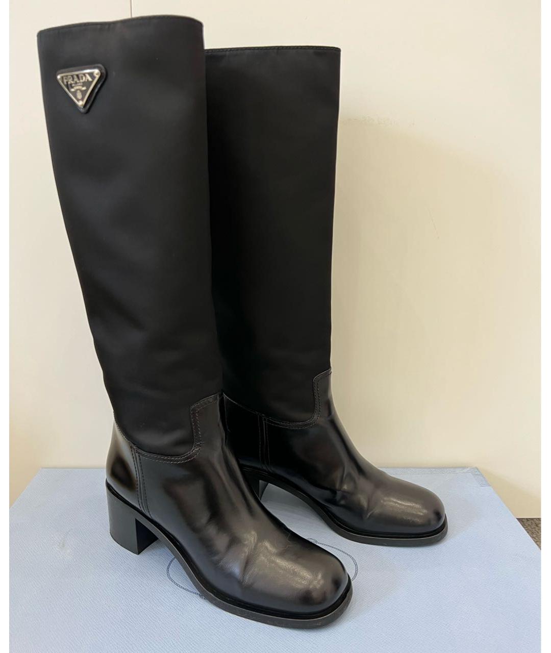 PRADA Черные кожаные сапоги, фото 3