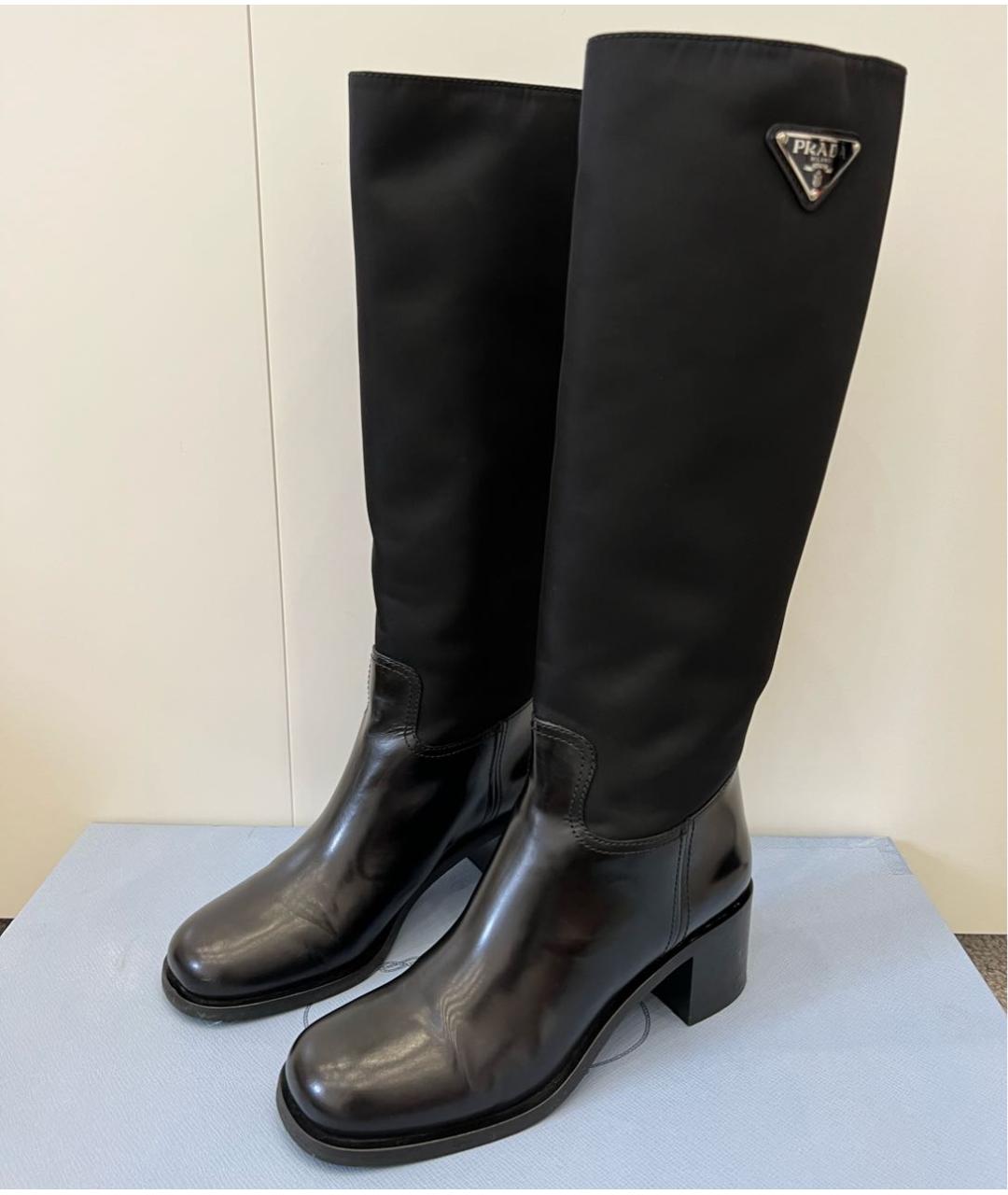PRADA Черные кожаные сапоги, фото 2