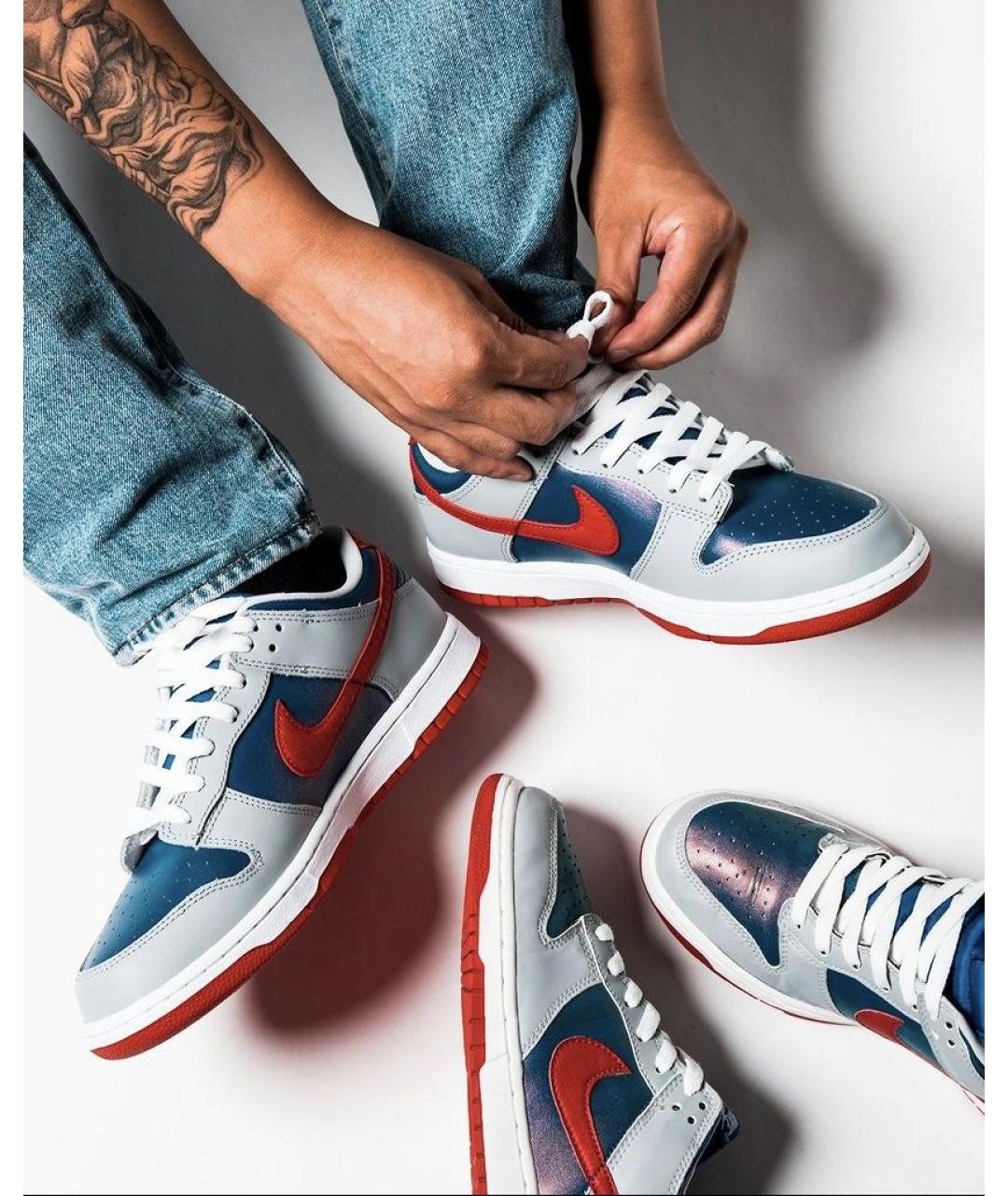 NIKE Серые кожаные кроссовки, фото 4