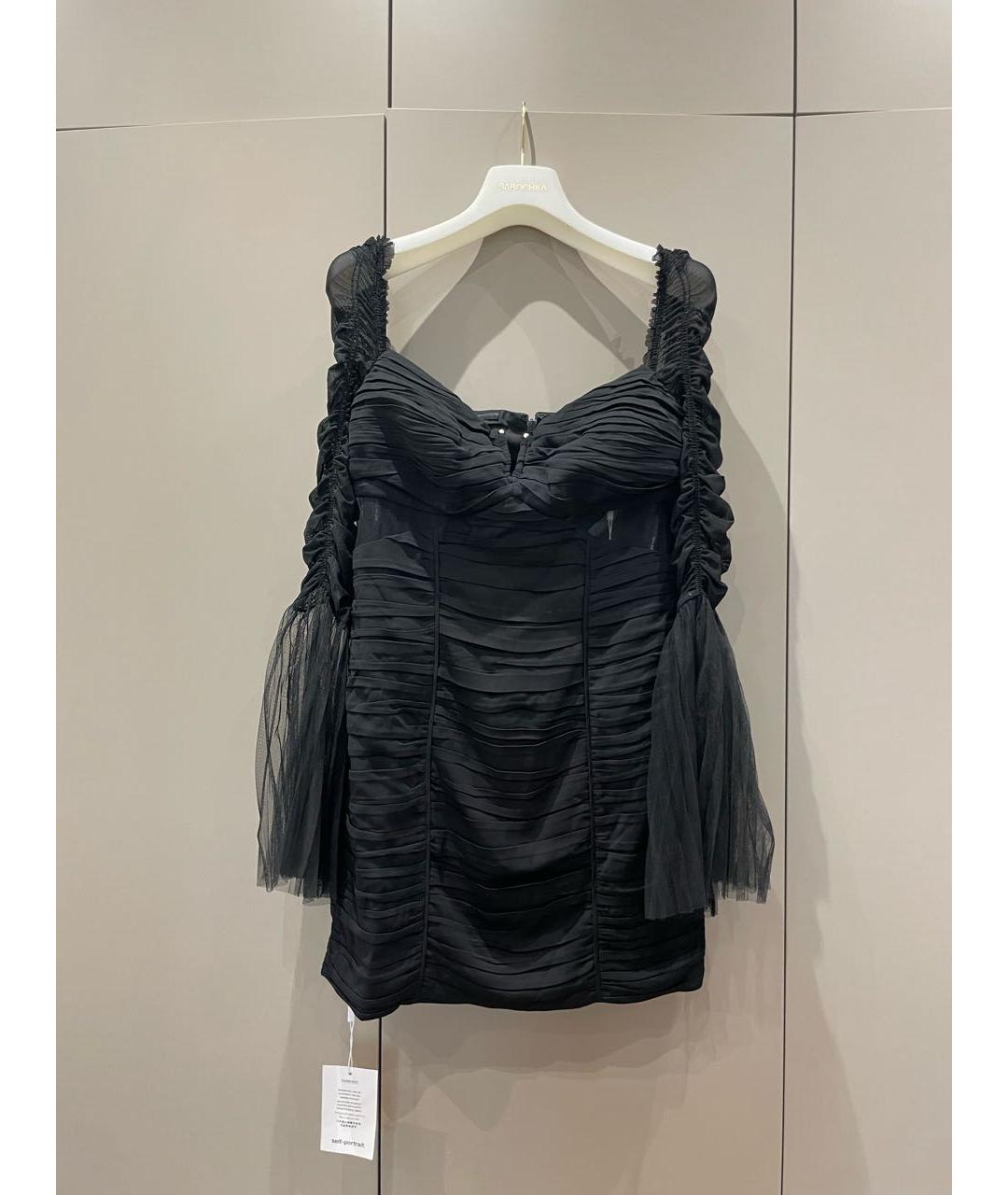 SELF-PORTRAIT Черное вискозное коктейльное платье, фото 8