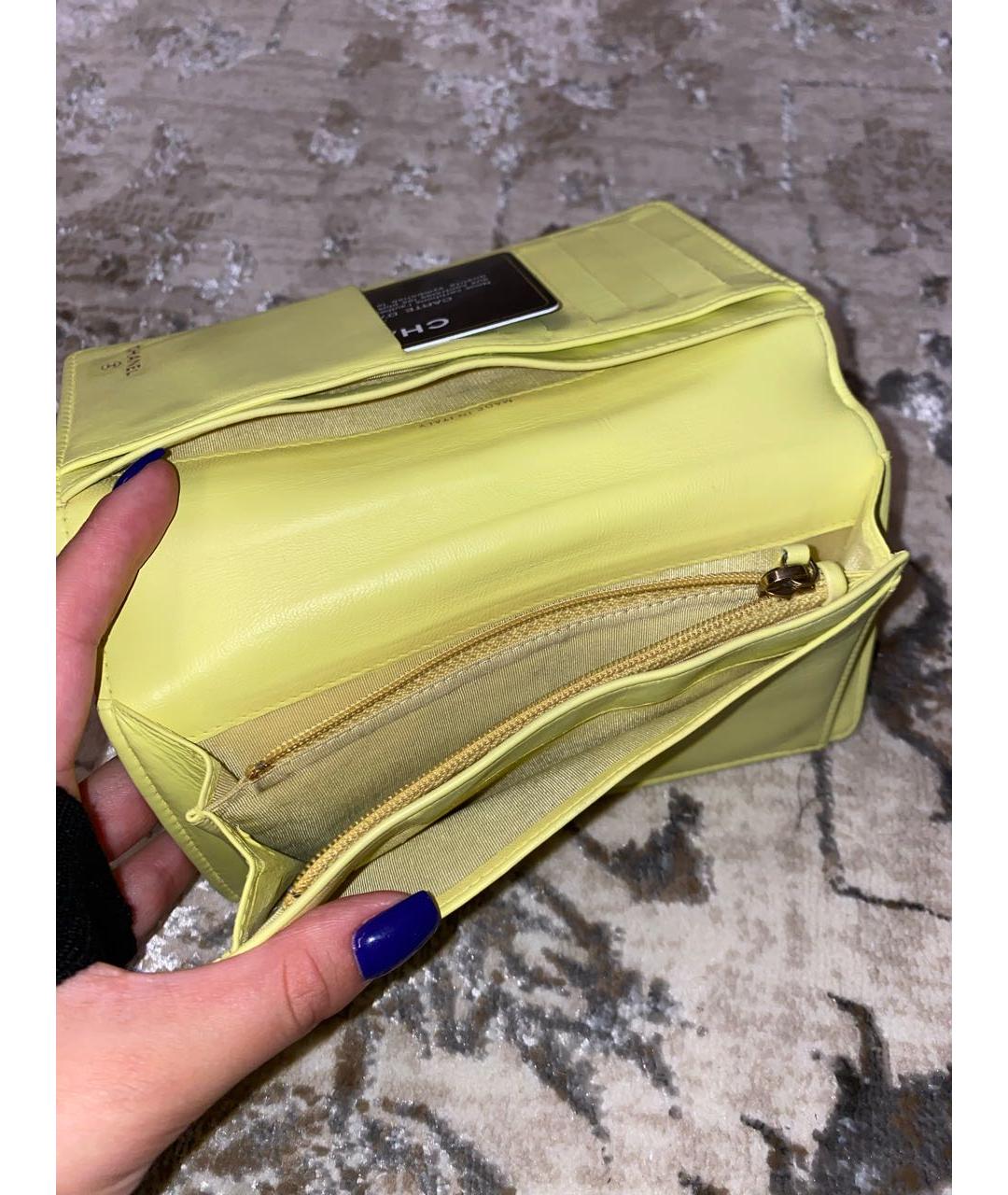 CHANEL PRE-OWNED Желтая кожаная сумка через плечо, фото 4
