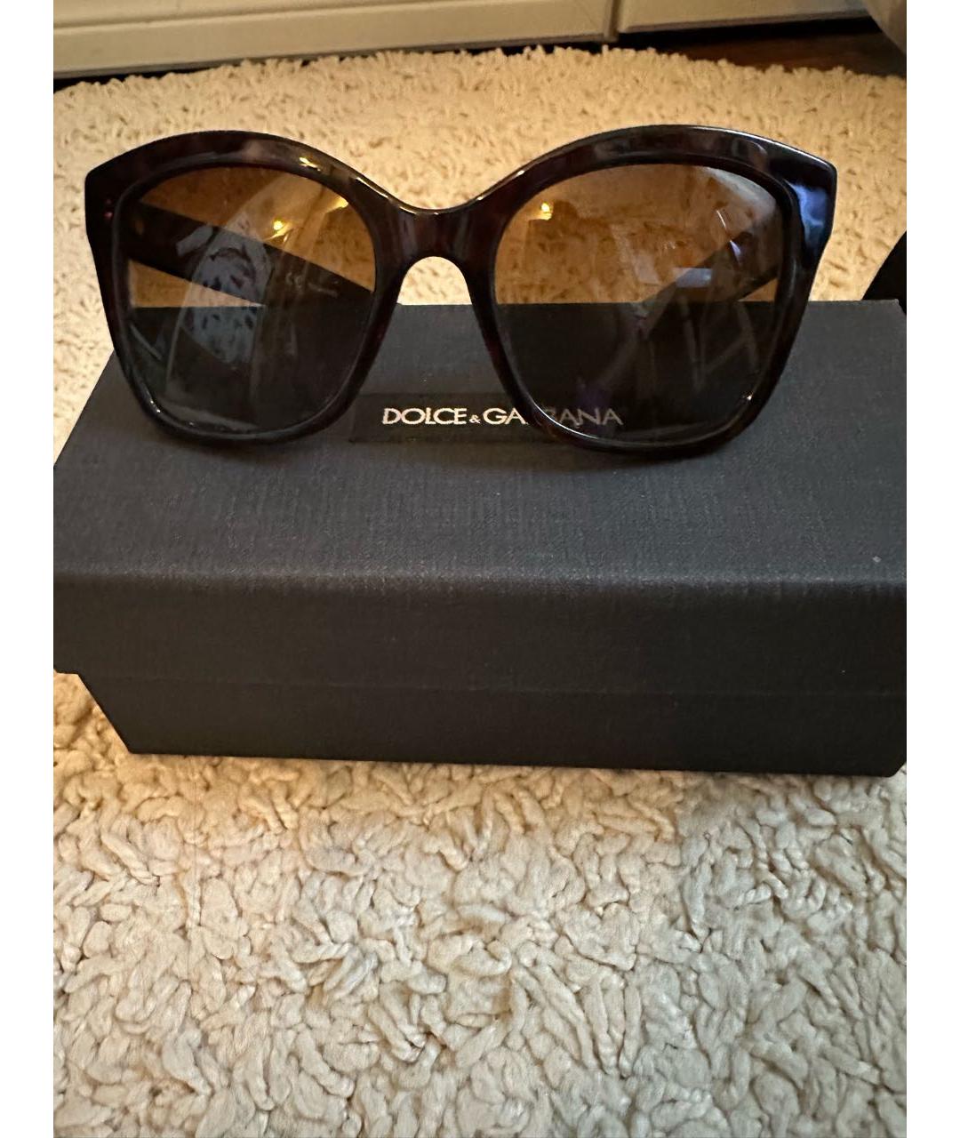 DOLCE&GABBANA Коричневые пластиковые солнцезащитные очки, фото 6