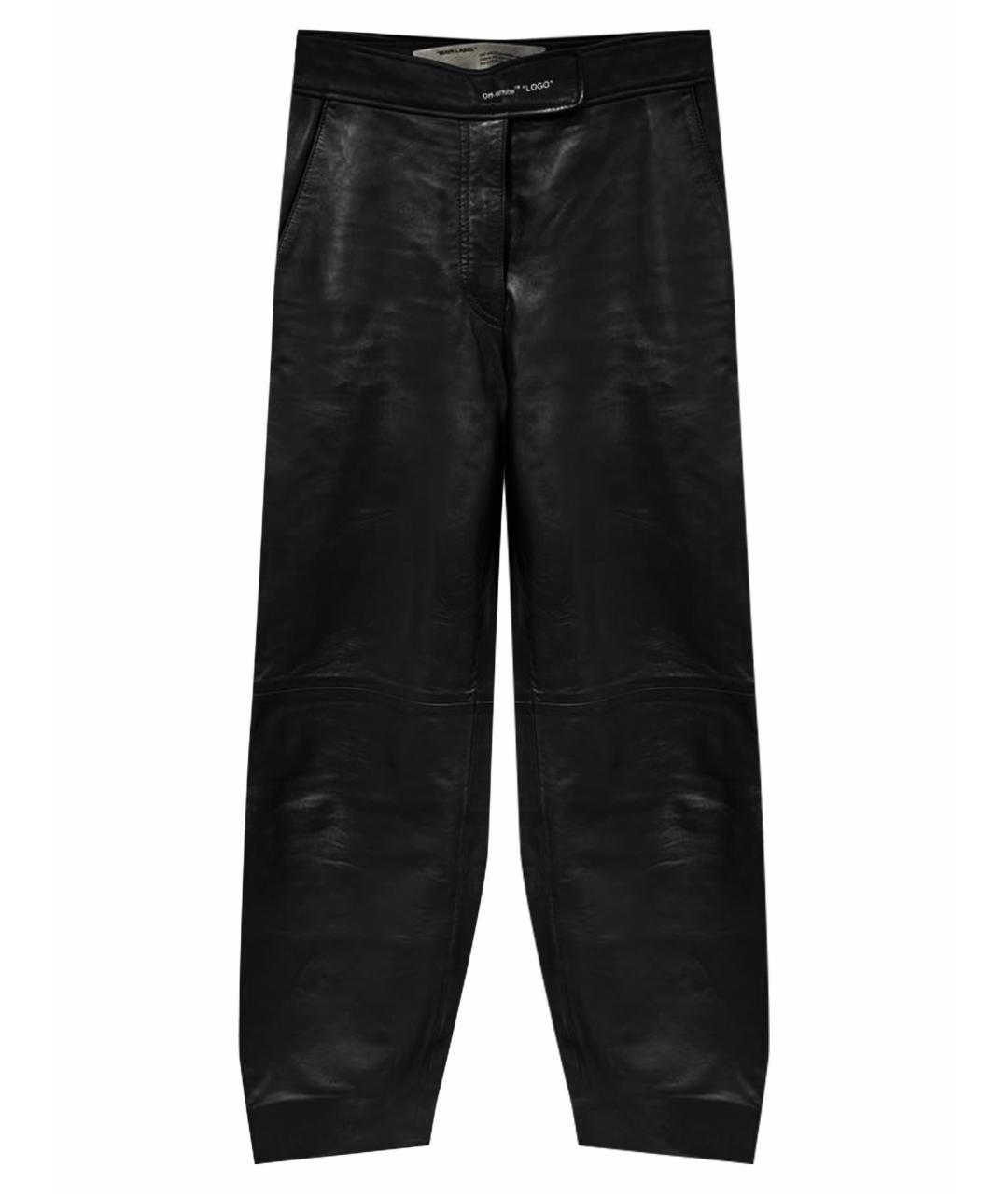 OFF-WHITE Черные кожаные брюки широкие, фото 1