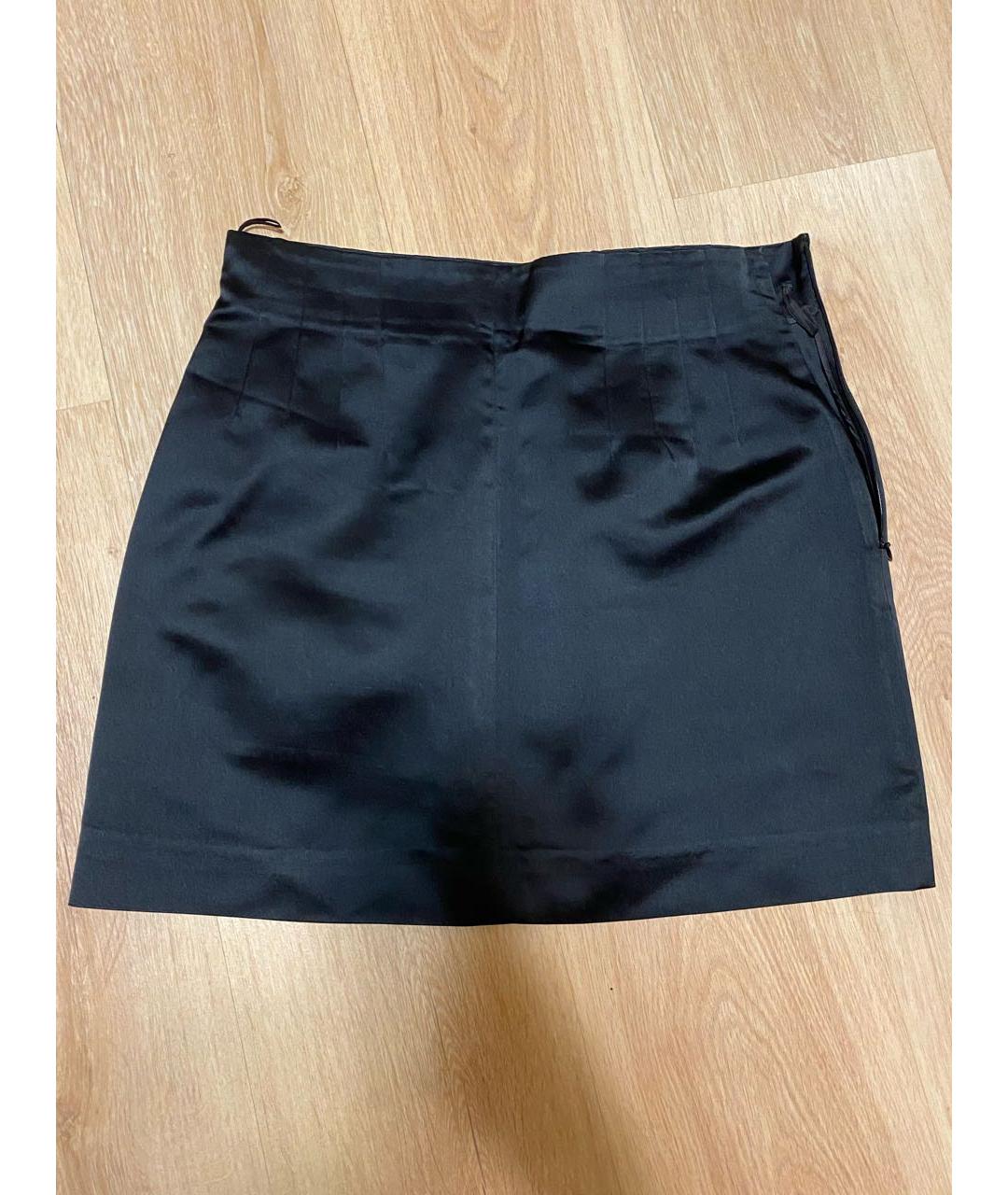 PRADA Черная шелковая юбка мини, фото 5
