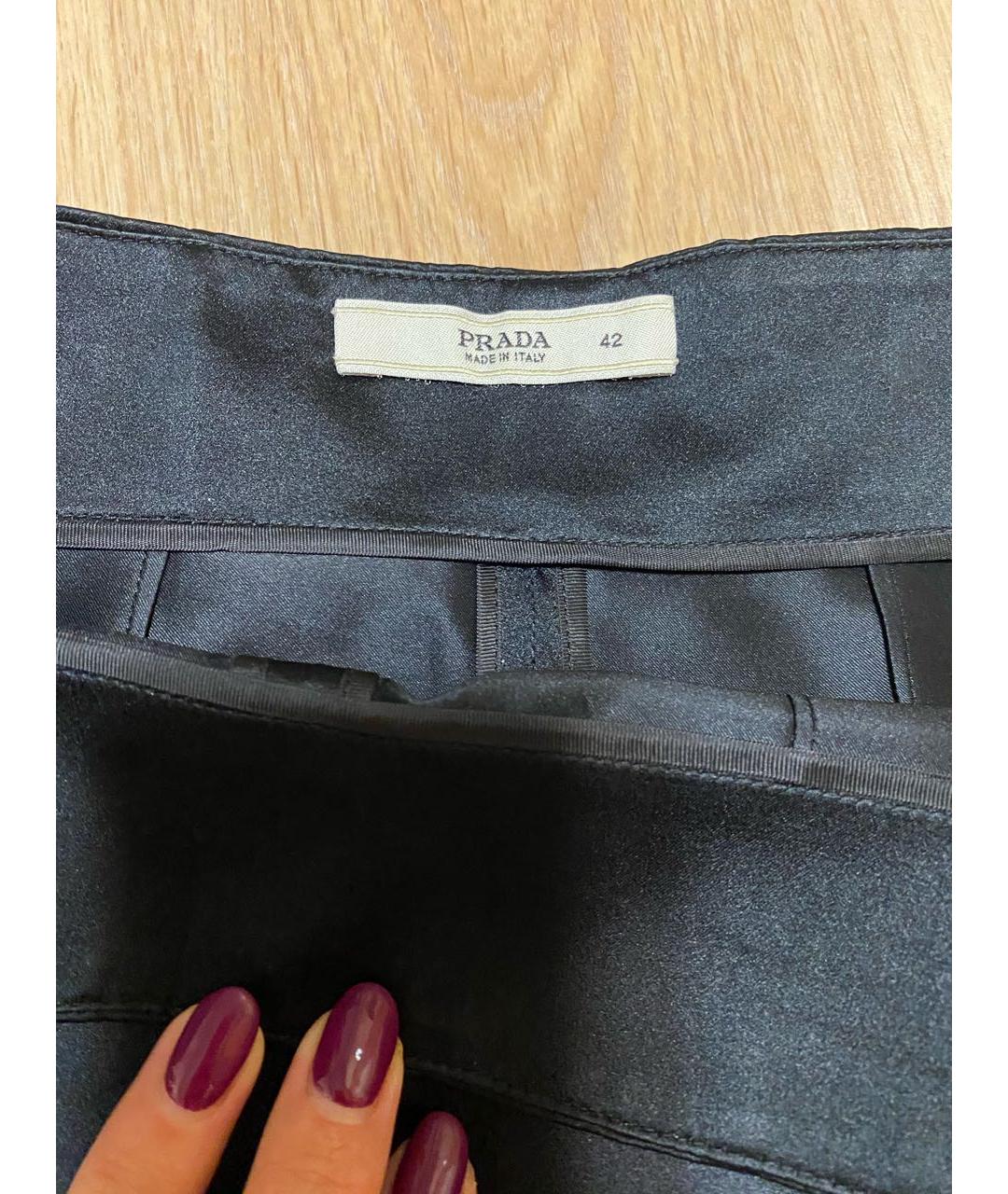 PRADA Черная шелковая юбка мини, фото 3