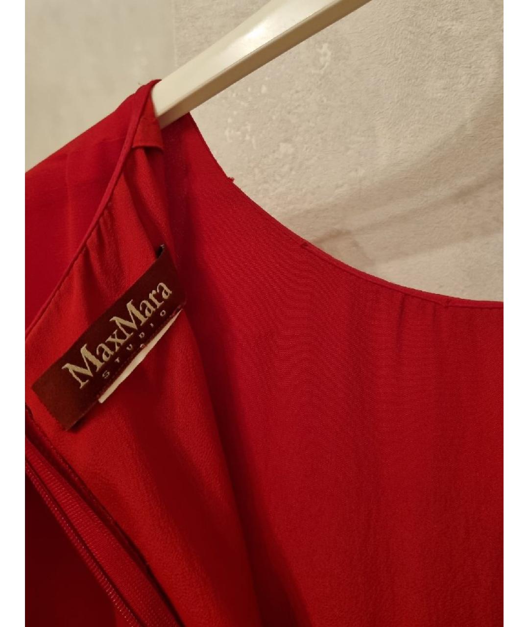 MAX MARA STUDIO Красное шелковое вечернее платье, фото 3