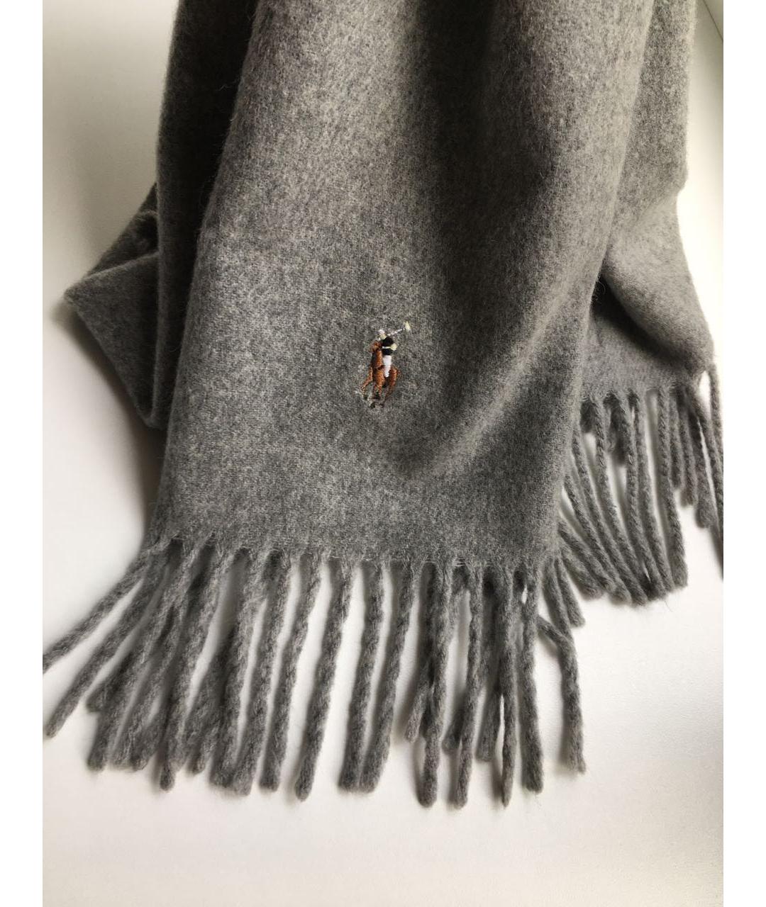 POLO RALPH LAUREN Серый шерстяной шарф, фото 8