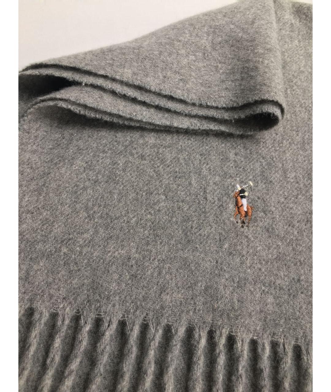 POLO RALPH LAUREN Серый шерстяной шарф, фото 2