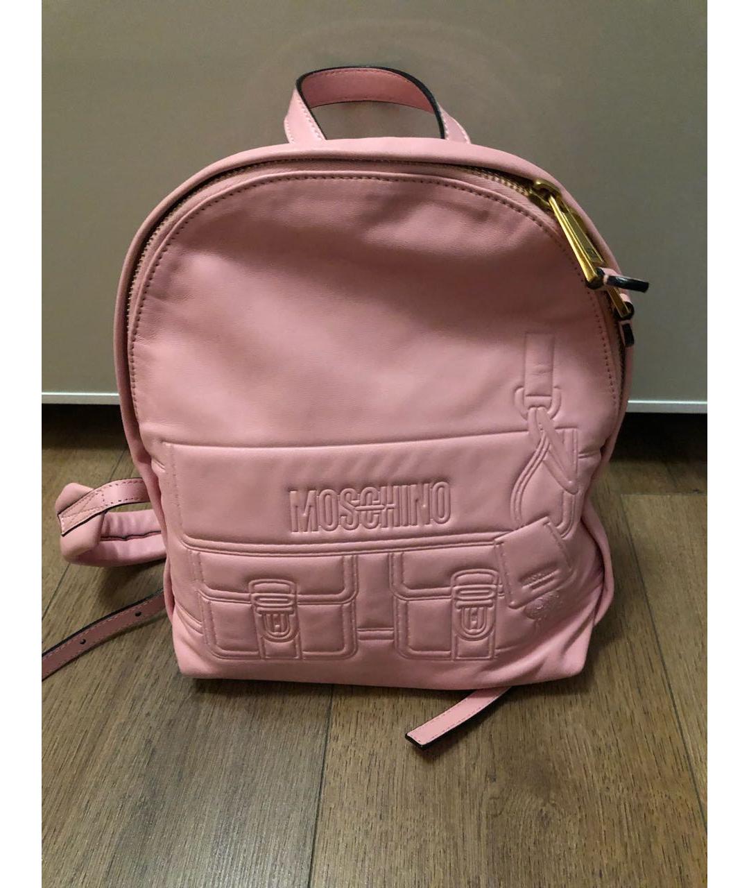 MOSCHINO Розовый кожаный рюкзак, фото 5