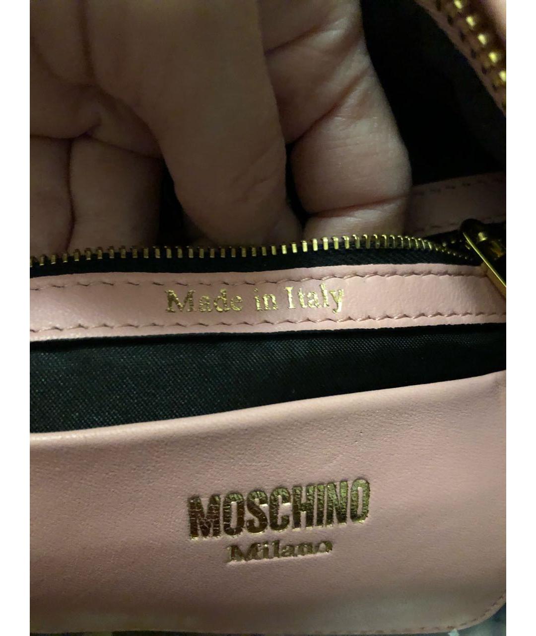 MOSCHINO Розовый кожаный рюкзак, фото 3