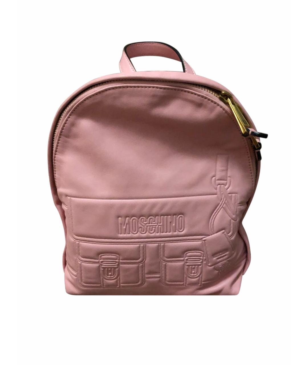 MOSCHINO Розовый кожаный рюкзак, фото 1