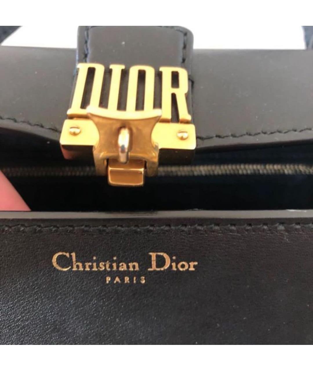 CHRISTIAN DIOR Черная кожаная сумка с короткими ручками, фото 6