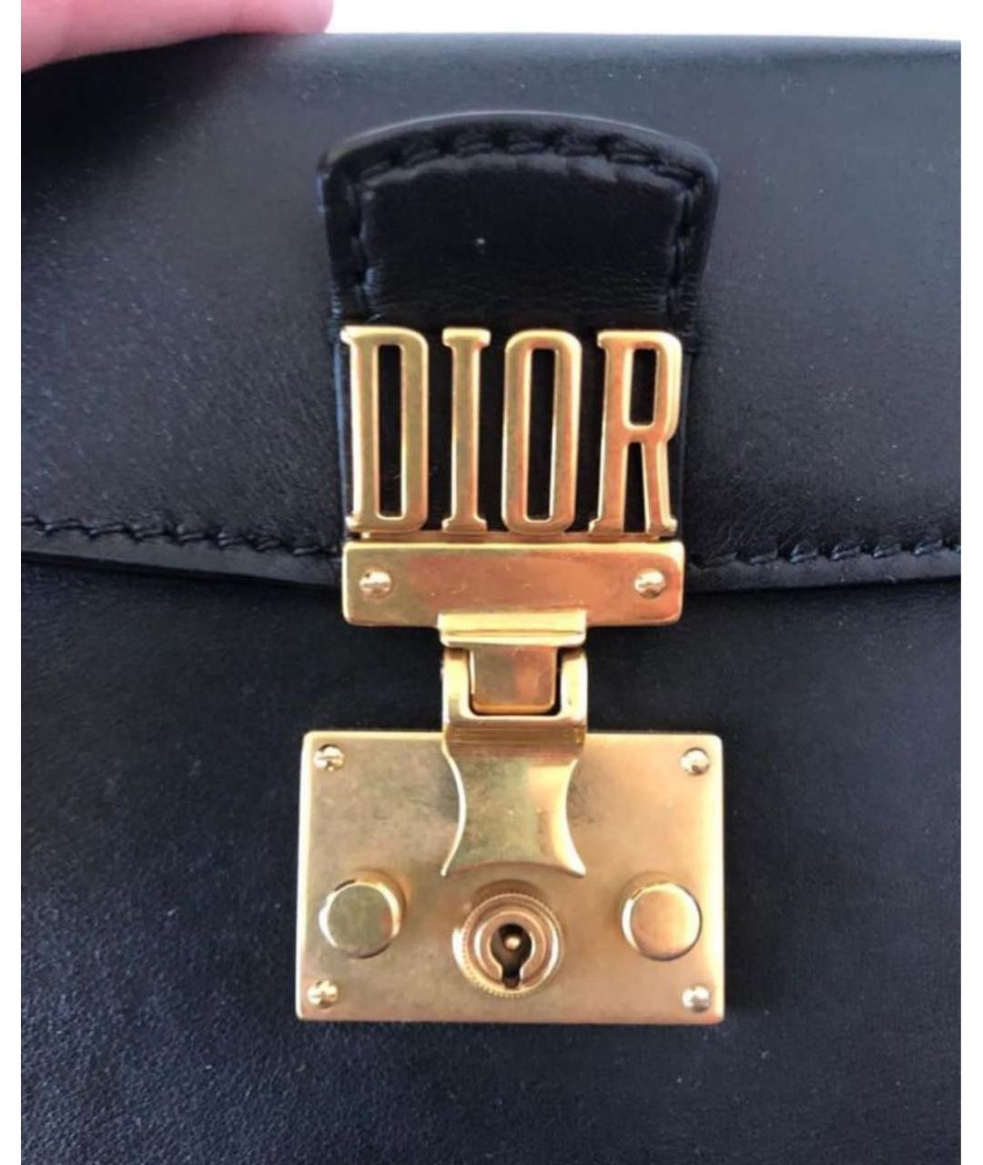 CHRISTIAN DIOR Черная кожаная сумка с короткими ручками, фото 3