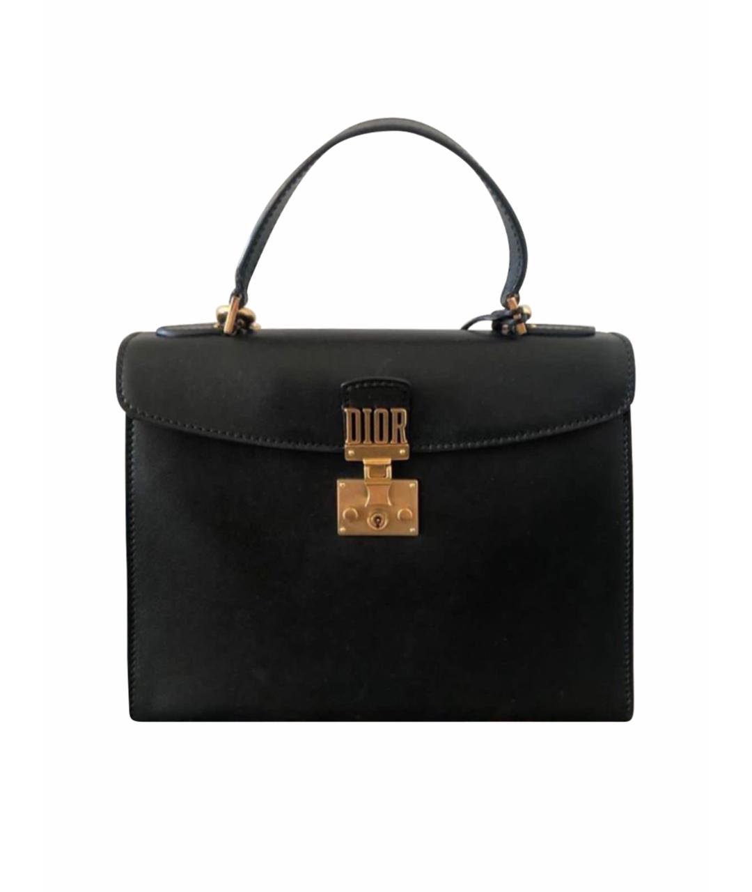 CHRISTIAN DIOR Черная кожаная сумка с короткими ручками, фото 1