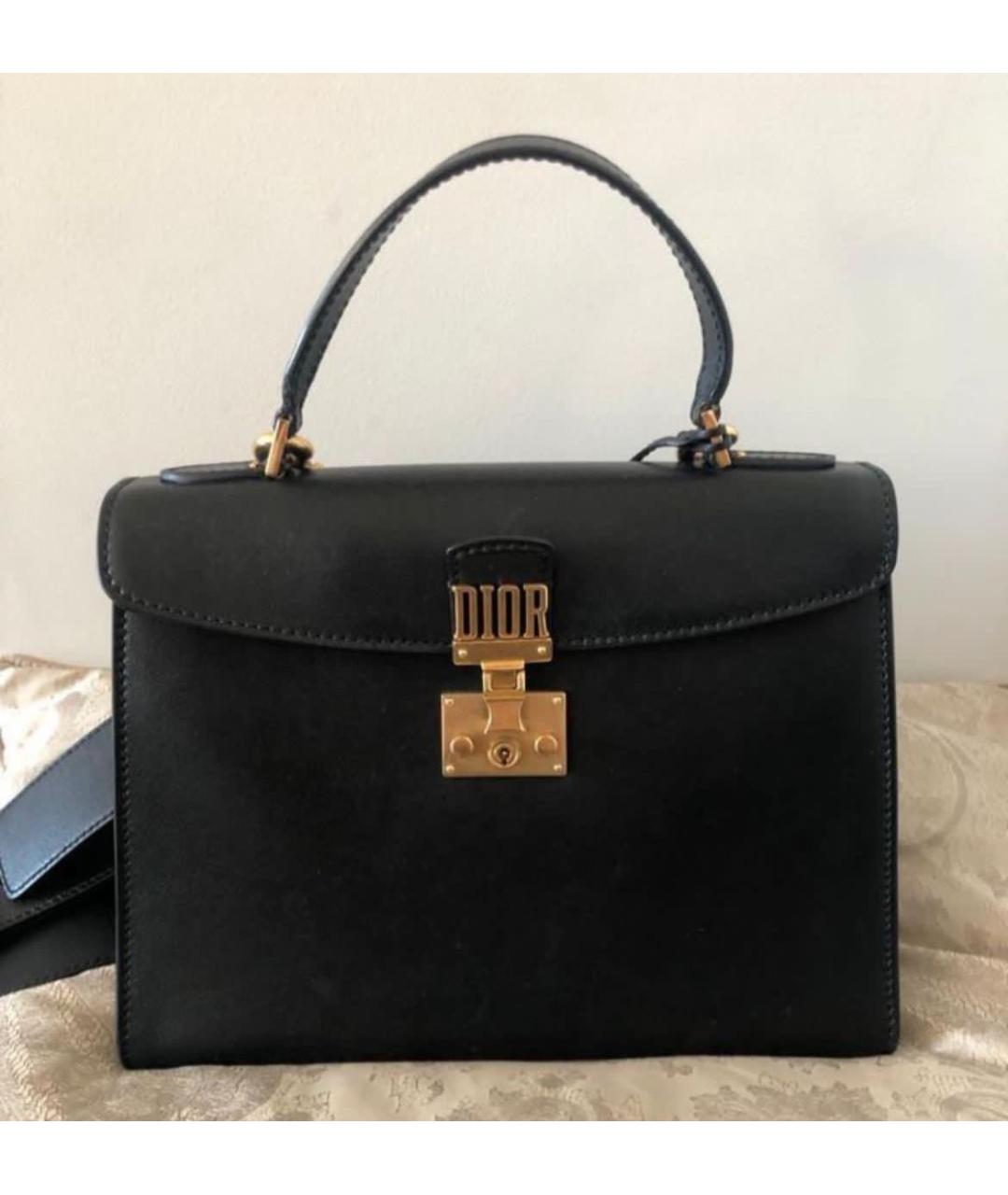 CHRISTIAN DIOR Черная кожаная сумка с короткими ручками, фото 9