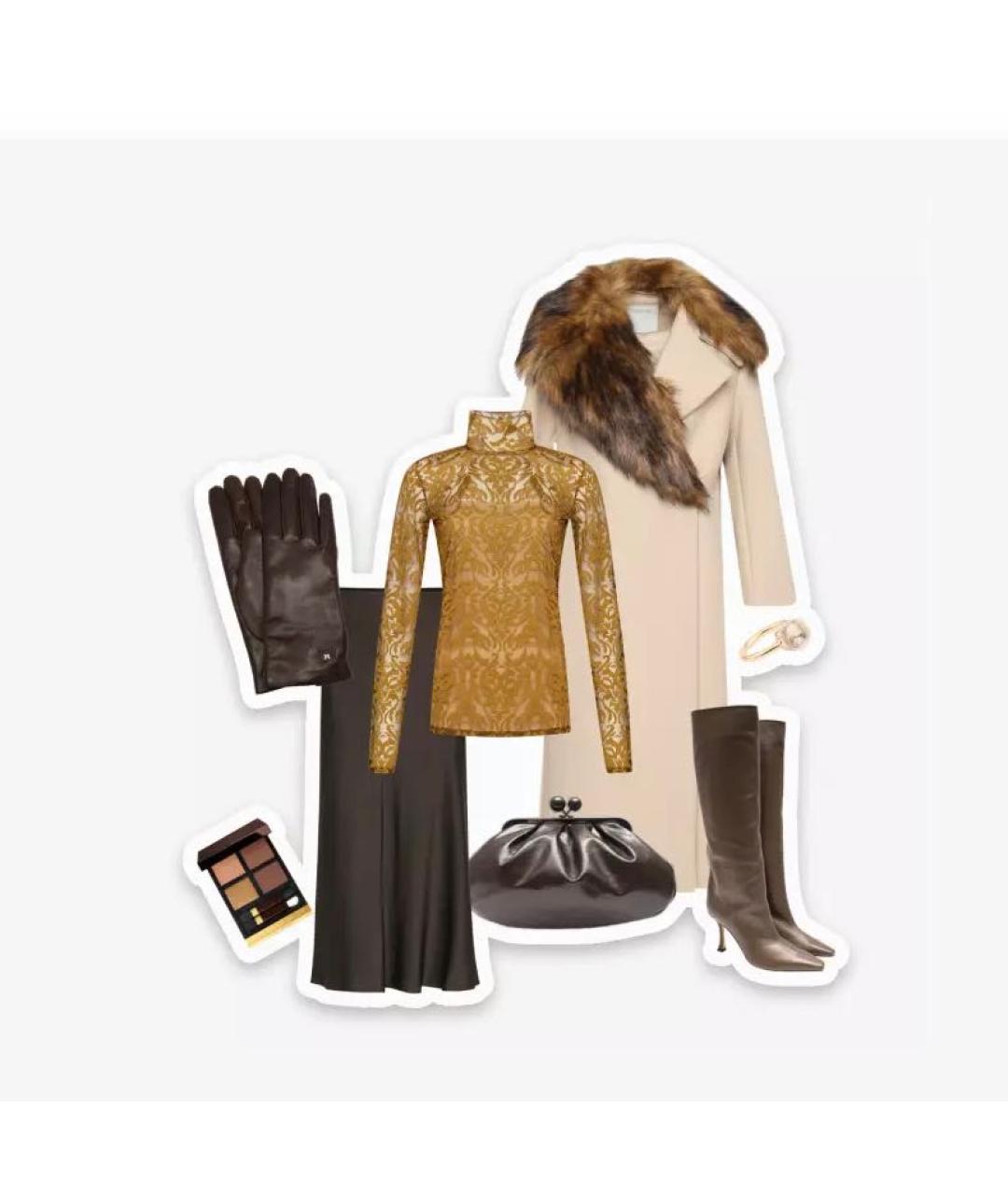 WEEKEND MAX MARA Коричневая кожаная сумка через плечо, фото 8