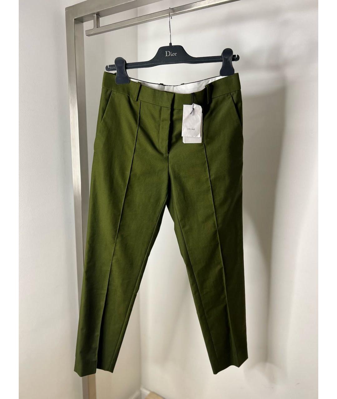 CELINE Зеленые хлопковые брюки узкие, фото 5