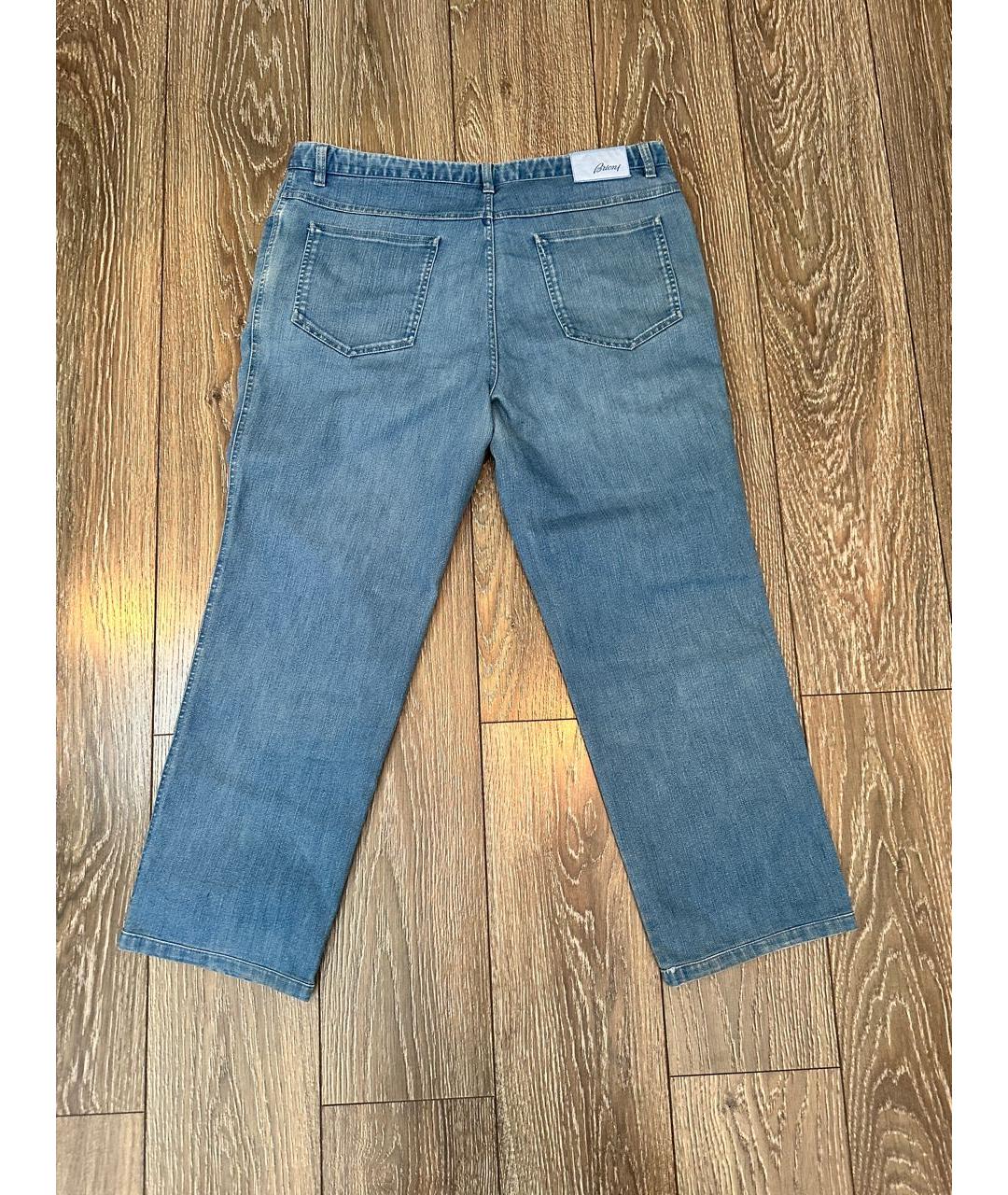 BRIONI Голубые хлопко-полиэстеровые прямые джинсы, фото 2