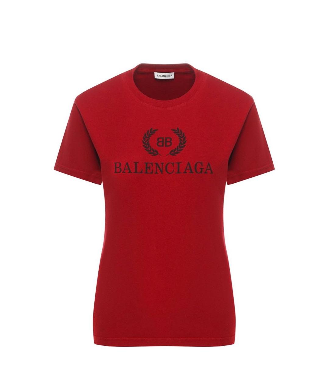 BALENCIAGA Бордовая хлопковая футболка, фото 1
