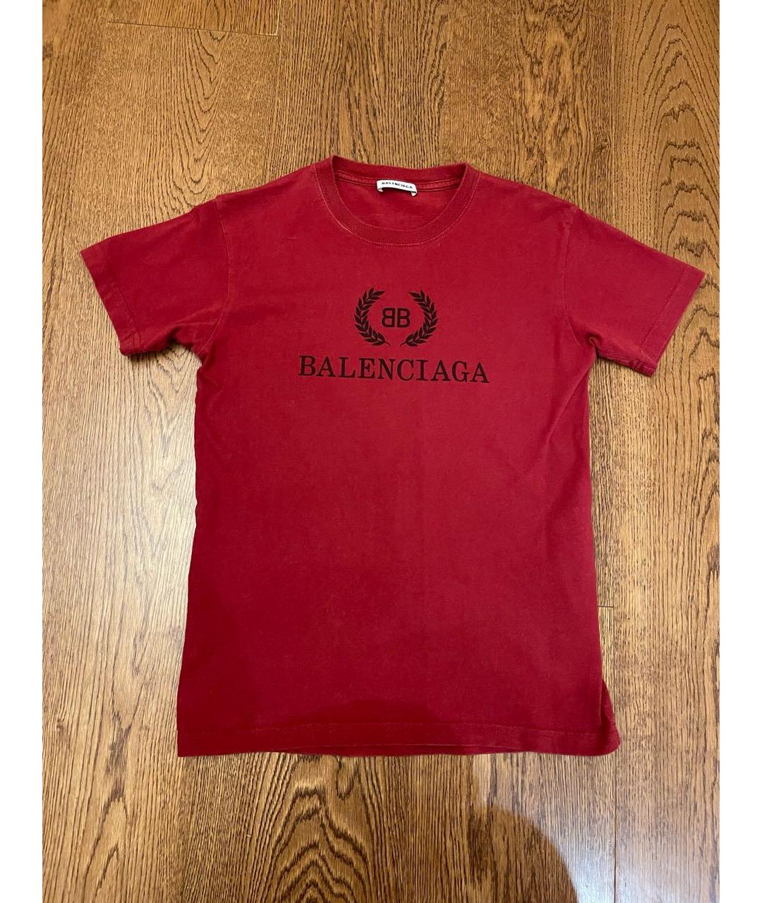 BALENCIAGA Бордовая хлопковая футболка, фото 2