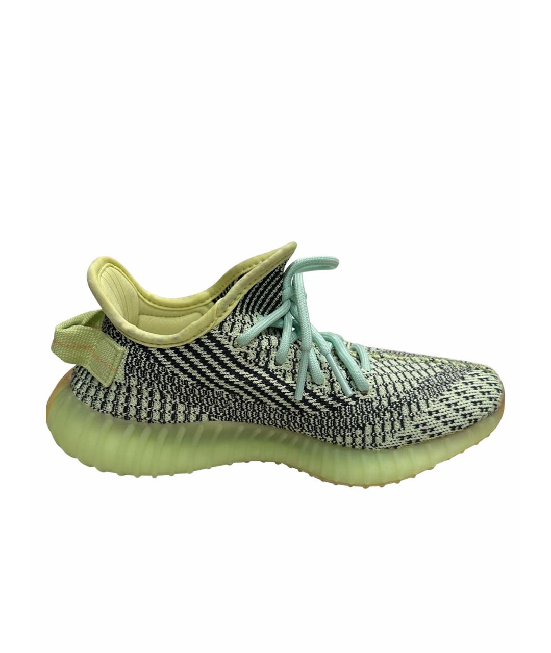 ADIDAS YEEZY Салатовые текстильные кроссовки, фото 1