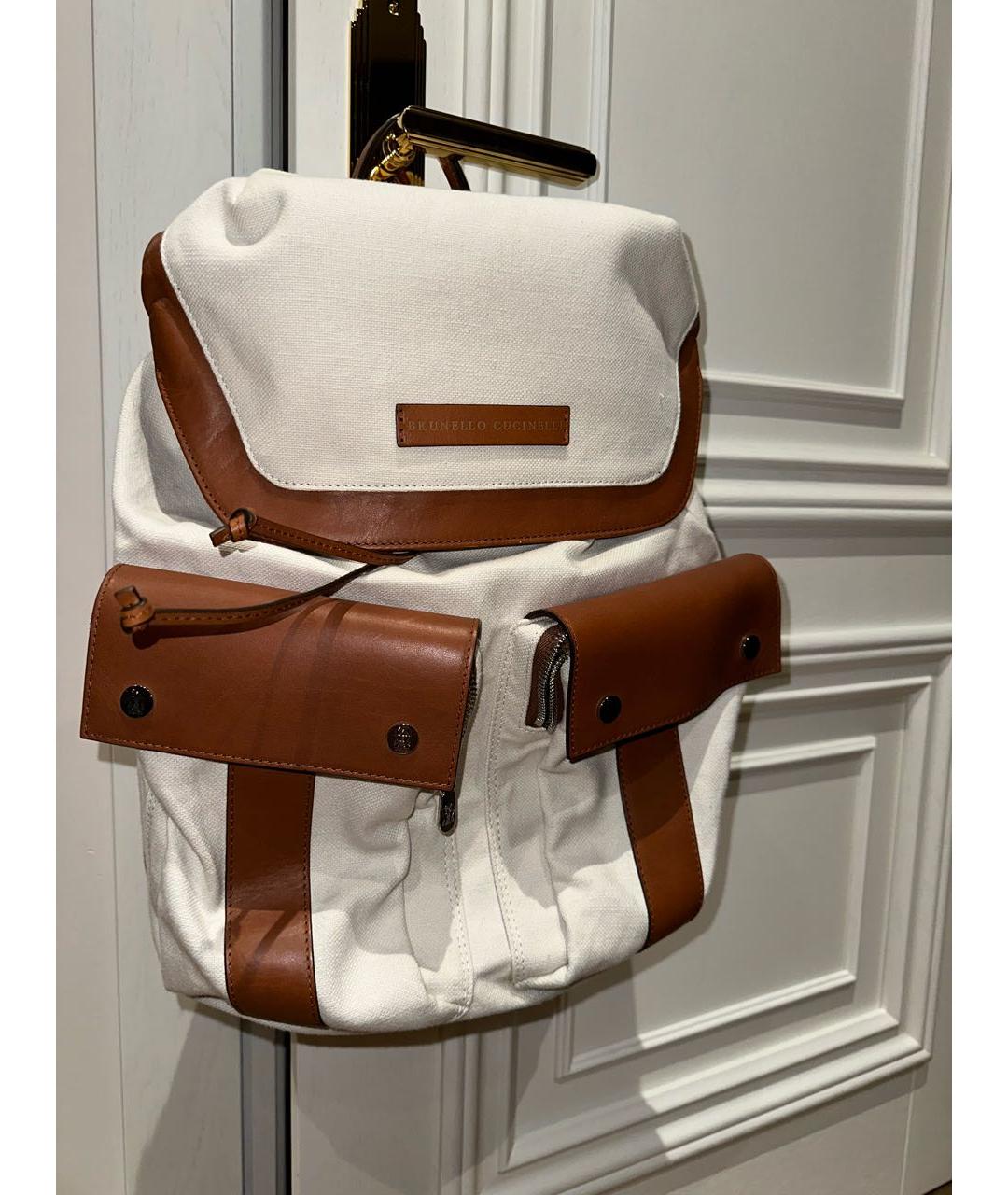BRUNELLO CUCINELLI Белый тканевый рюкзак, фото 2