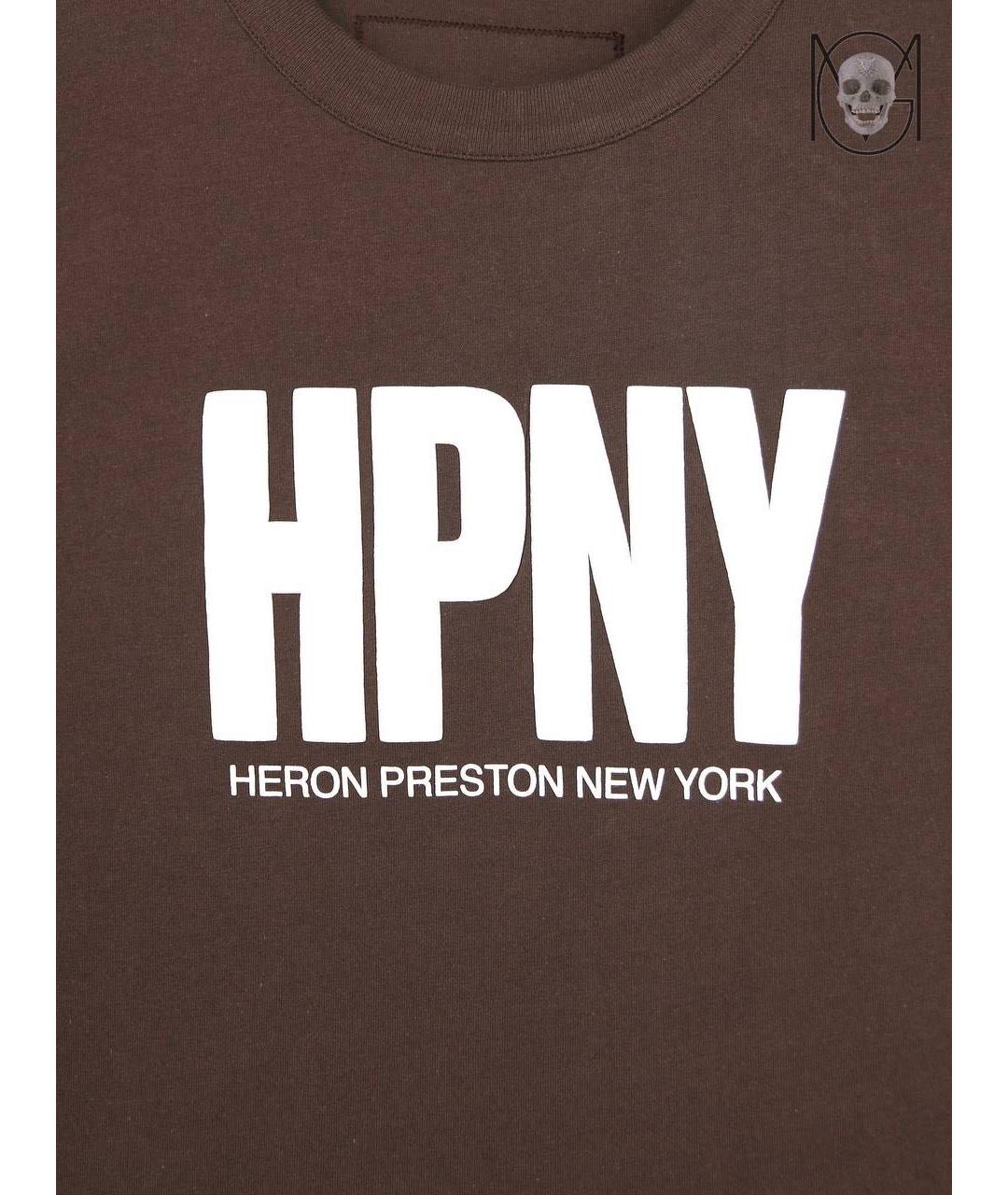 HERON PRESTON Коричневая хлопковая футболка, фото 4