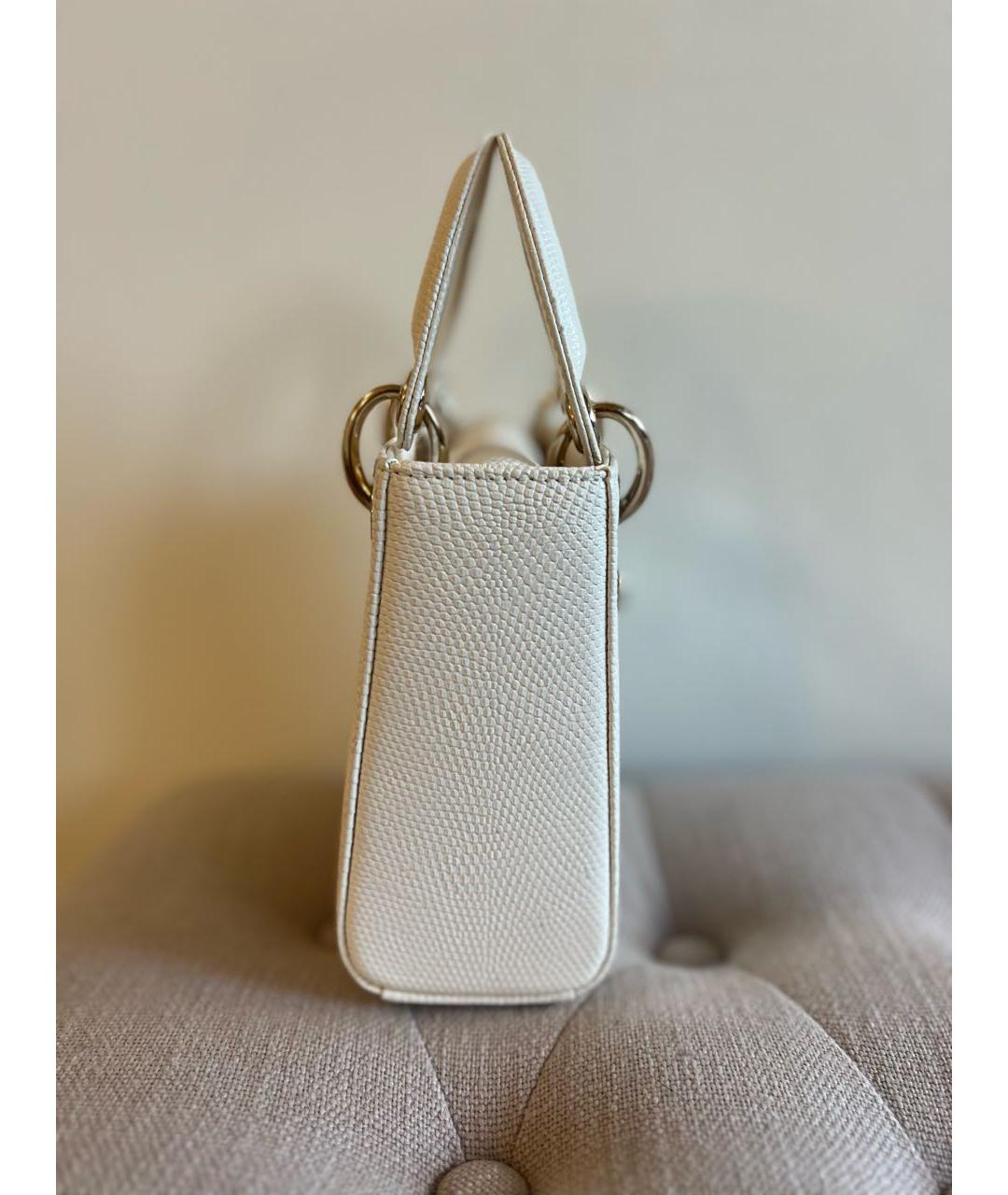 CHRISTIAN DIOR PRE-OWNED Белая сумка с короткими ручками из экзотической кожи, фото 2