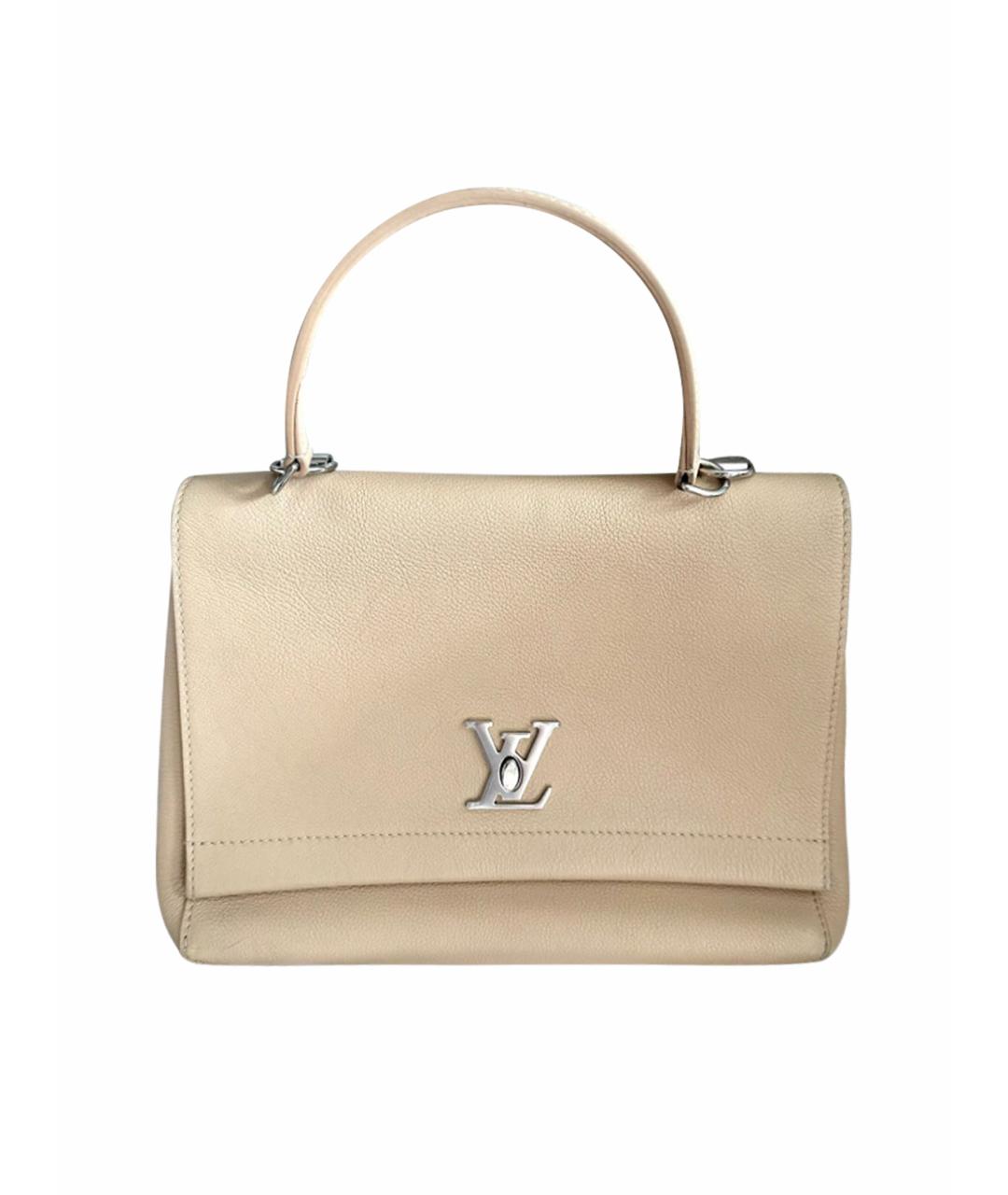 LOUIS VUITTON PRE-OWNED Бежевая кожаная сумка с короткими ручками, фото 1