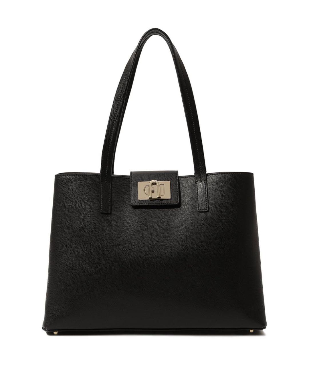FURLA Черная кожаная сумка тоут, фото 5