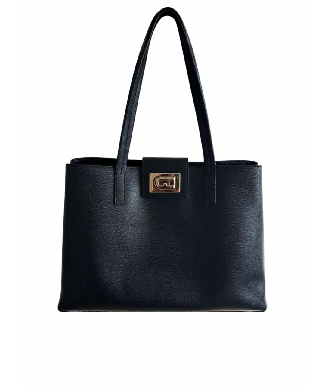 FURLA Черная кожаная сумка тоут, фото 1