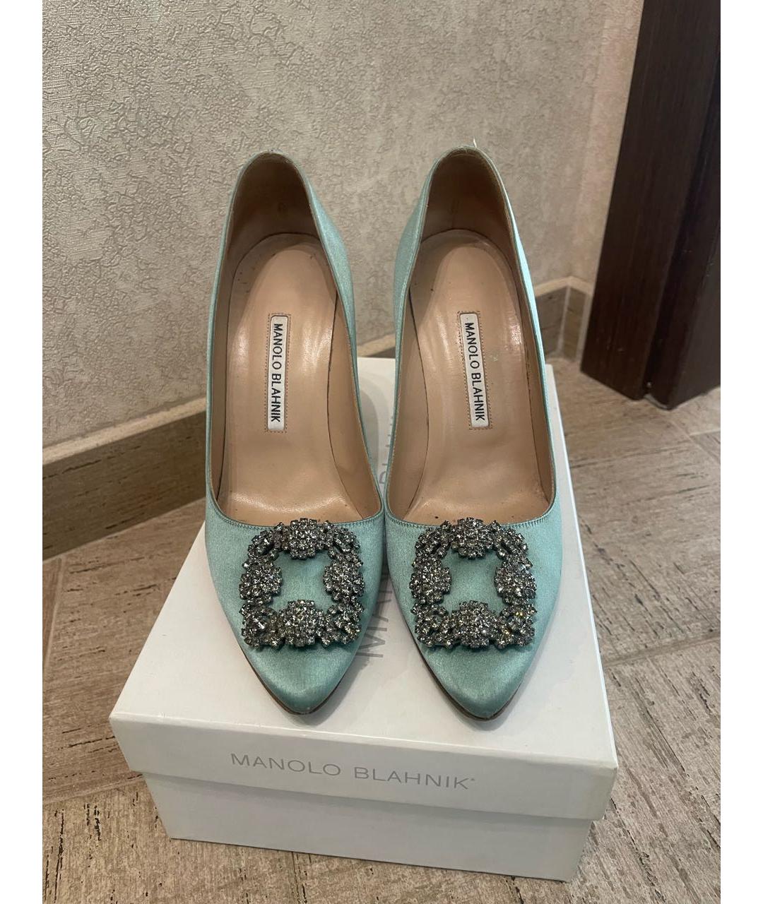 MANOLO BLAHNIK Зеленые бархатные туфли, фото 2