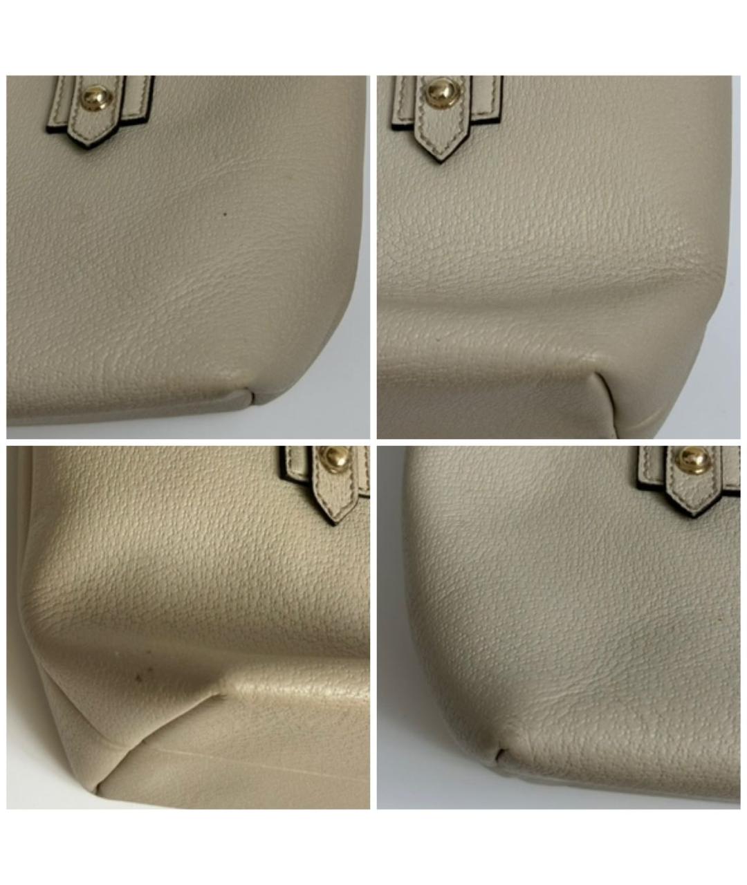 GUCCI Бежевая кожаная сумка с короткими ручками, фото 7