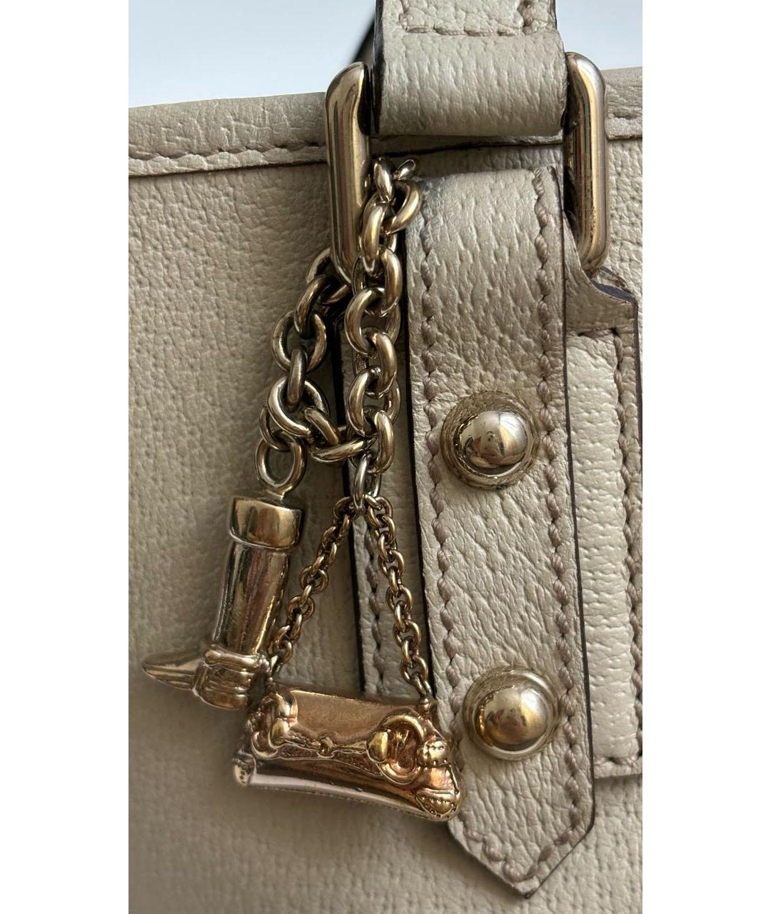GUCCI Бежевая кожаная сумка с короткими ручками, фото 3