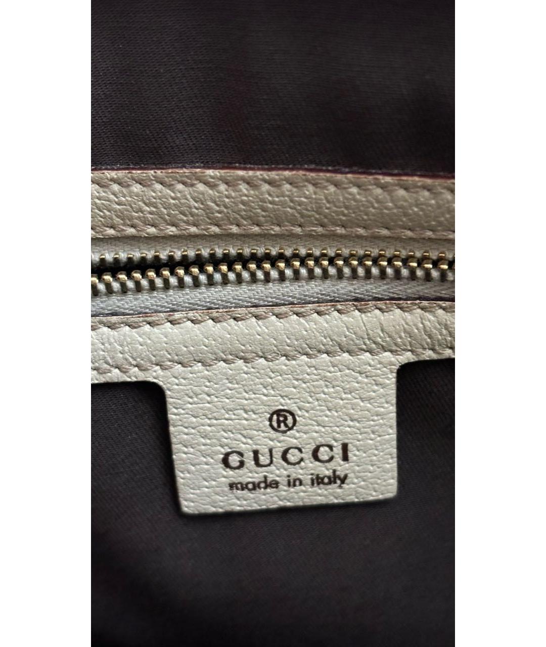 GUCCI Бежевая кожаная сумка с короткими ручками, фото 5