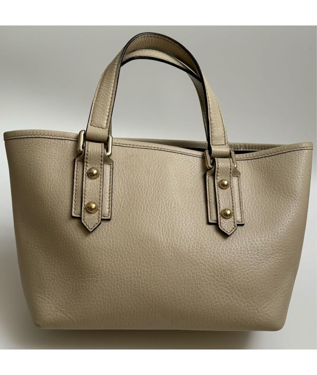 GUCCI Бежевая кожаная сумка с короткими ручками, фото 4