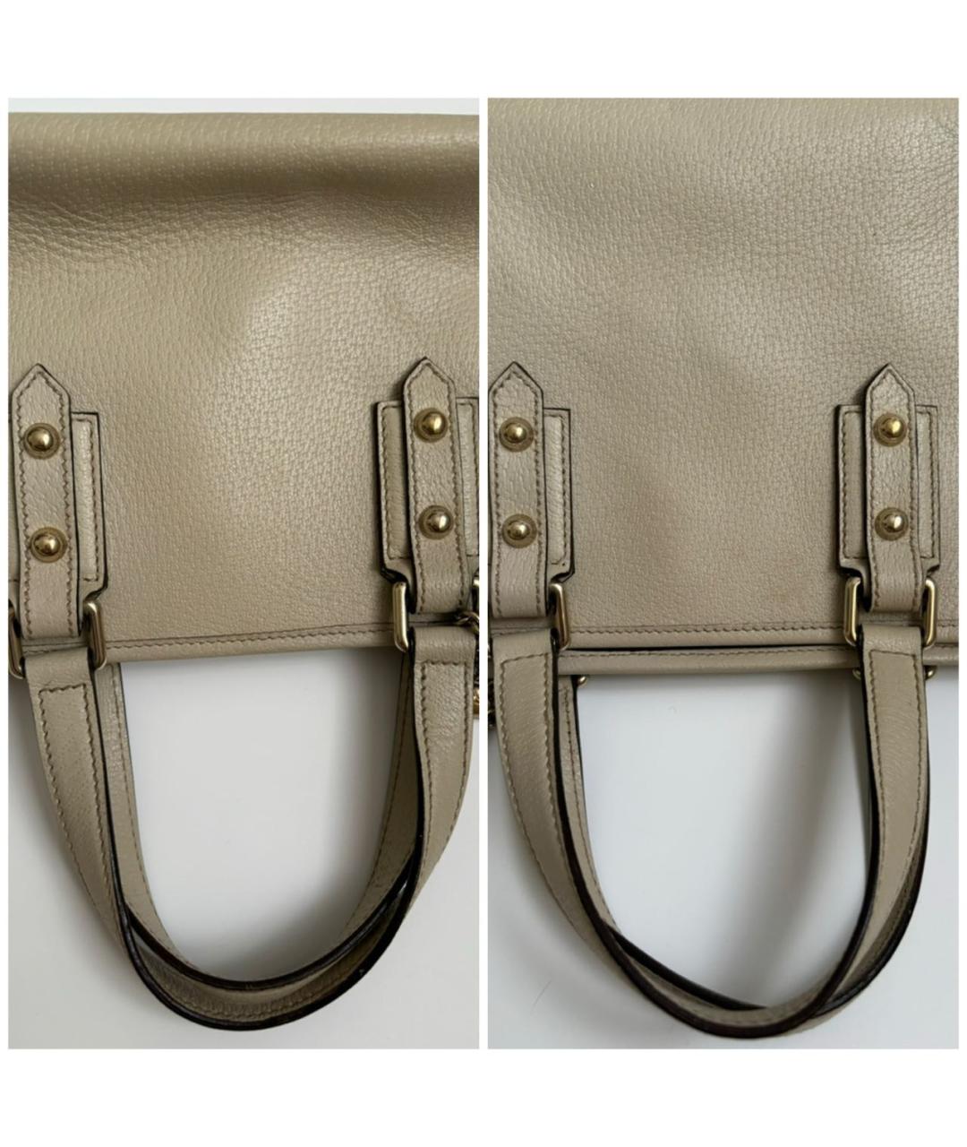 GUCCI Бежевая кожаная сумка с короткими ручками, фото 6