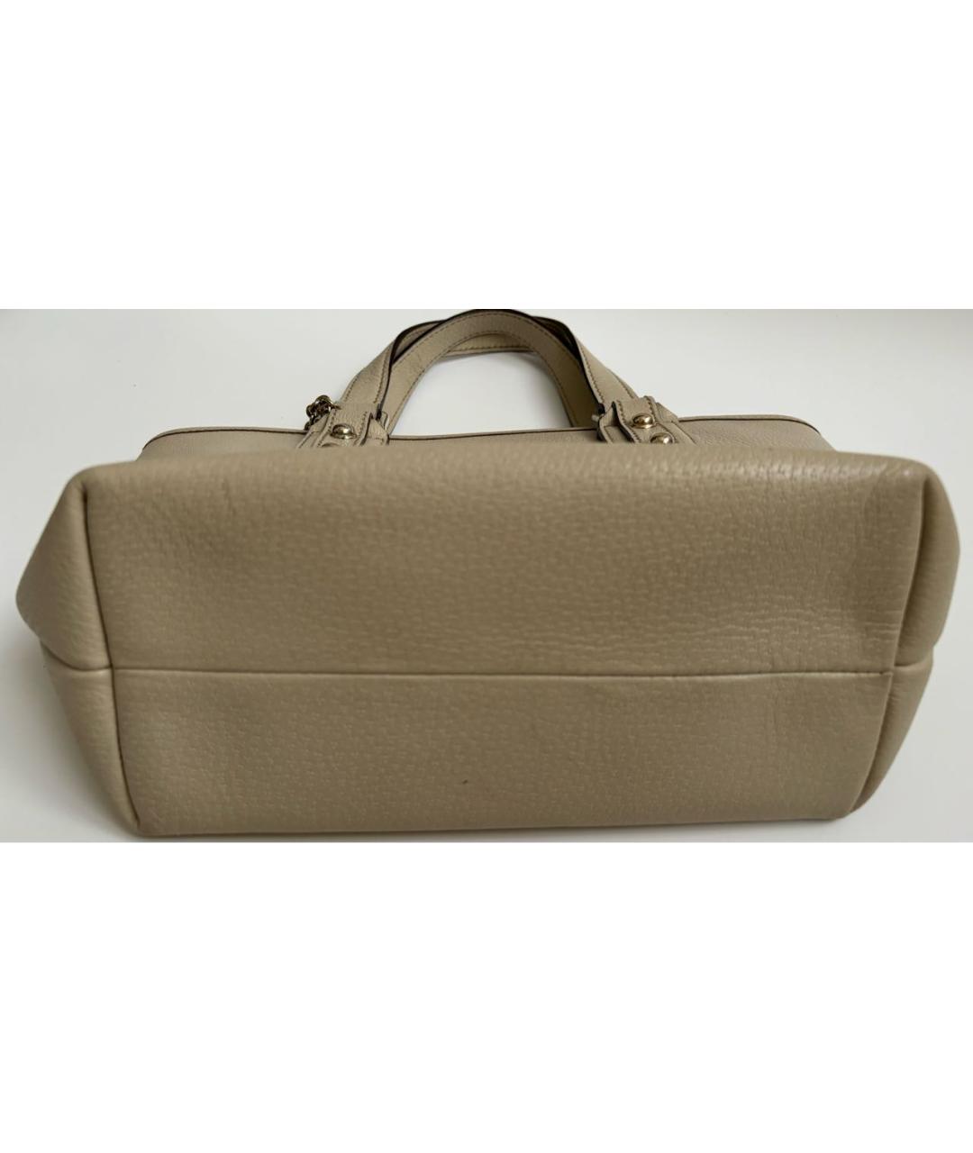 GUCCI Бежевая кожаная сумка с короткими ручками, фото 8