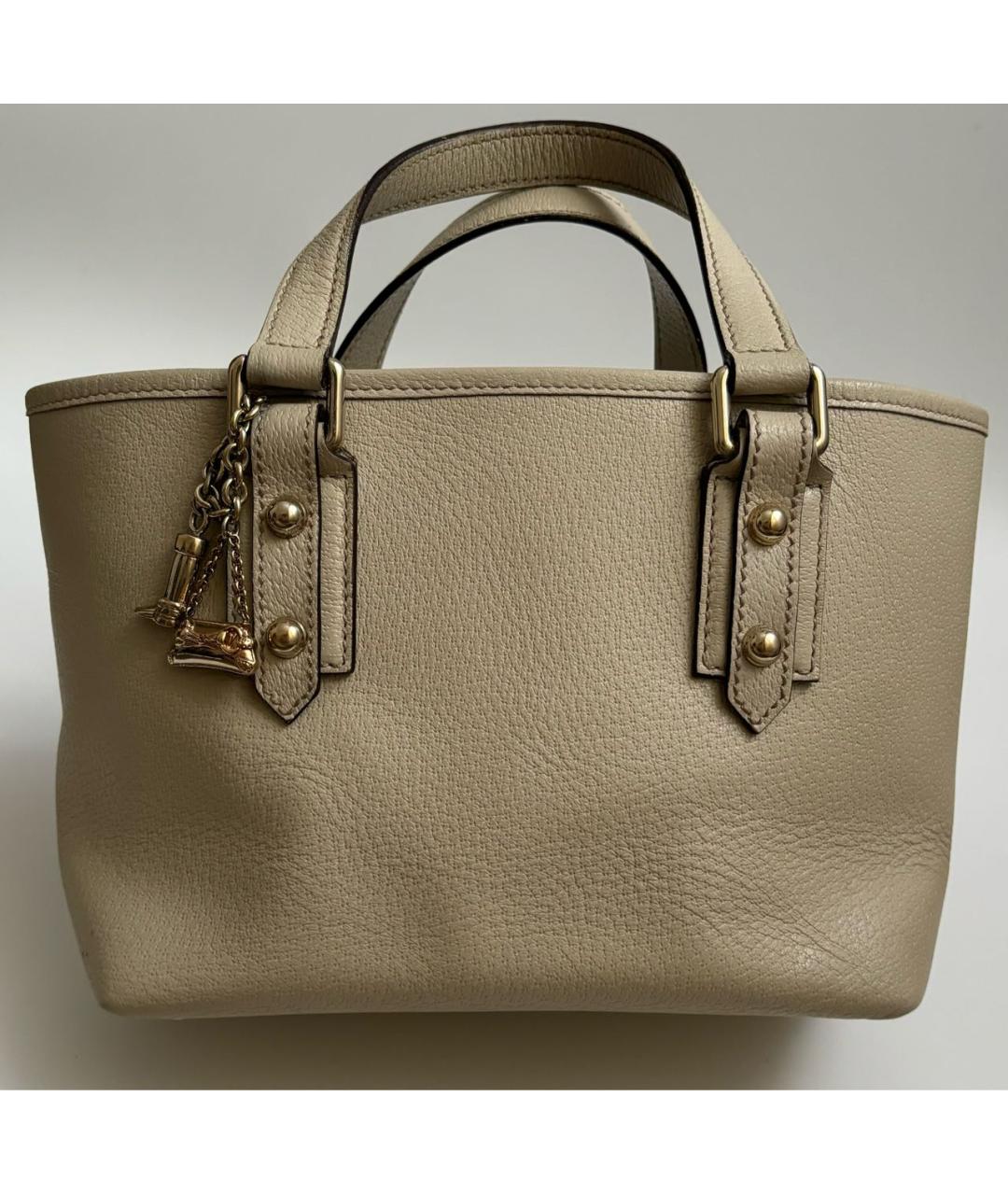 GUCCI Бежевая кожаная сумка с короткими ручками, фото 2