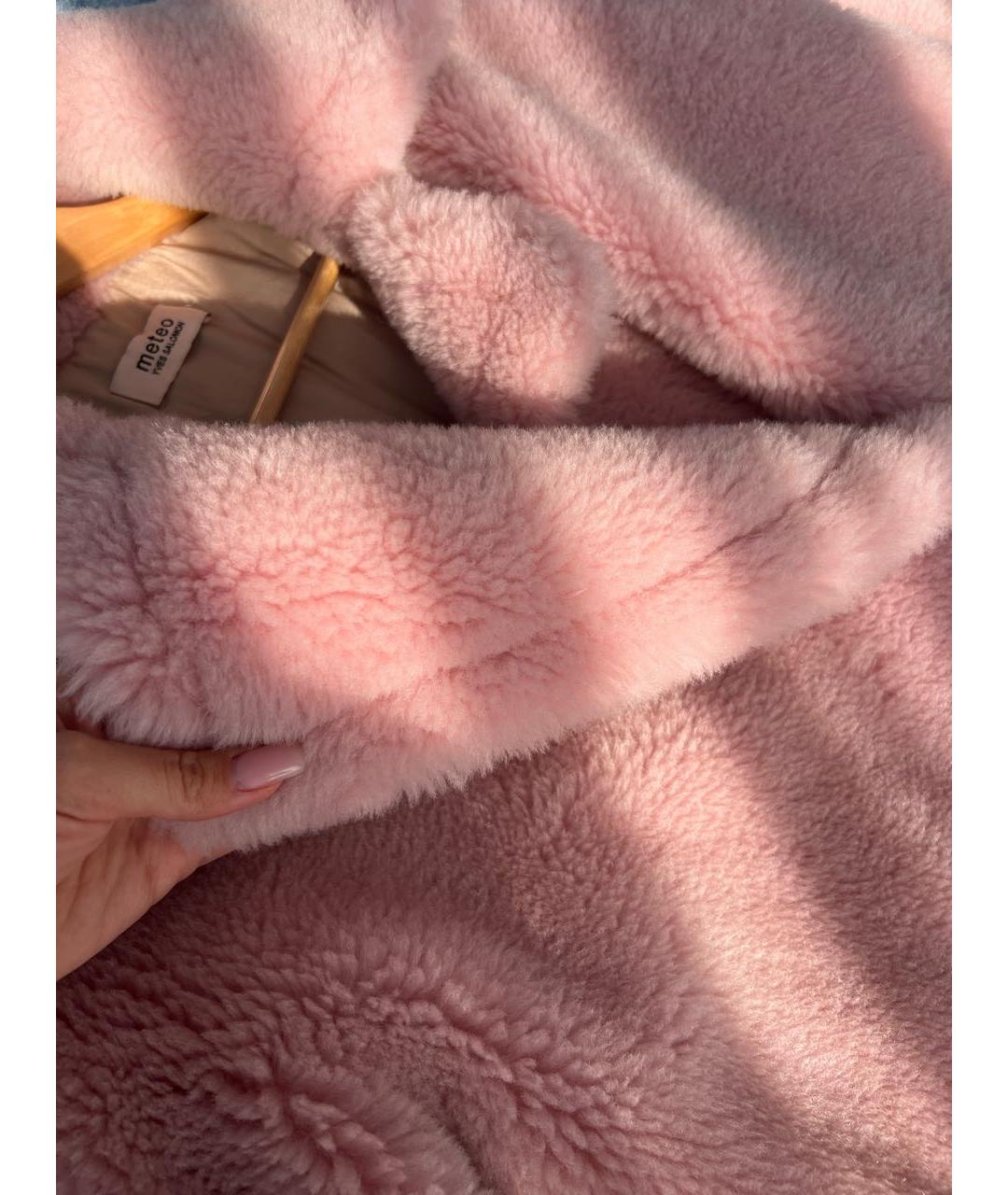 METEO YVES SALOMON Розовая шерстяная шуба, фото 6
